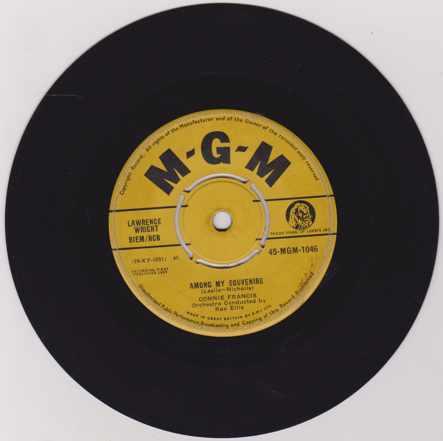 Connie Francis – Among My Souvenirs (MGM 1959) 7" vinyl single G+/-