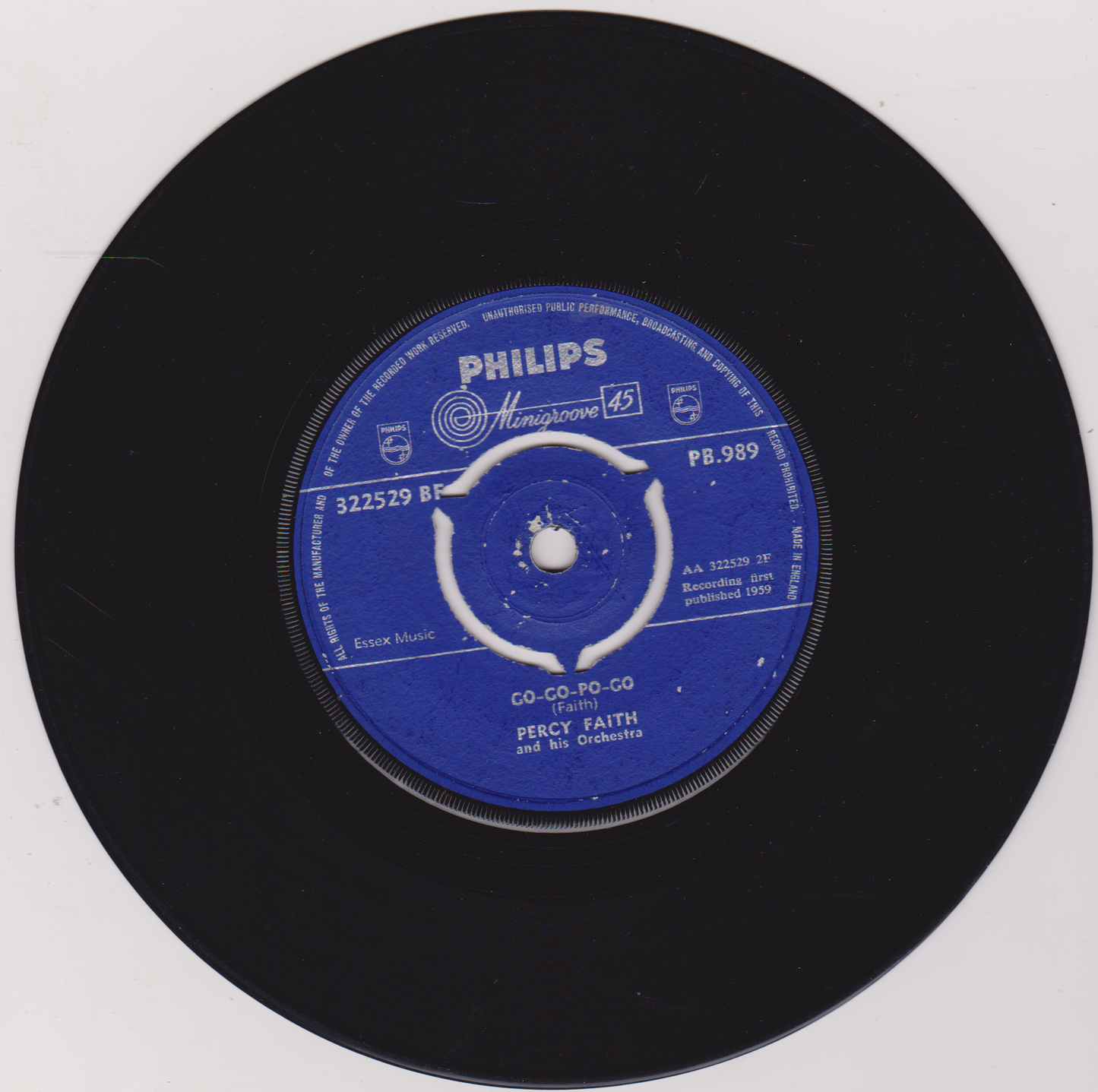 Percy Faith And His Orchestra – The Theme From "A Summer Place" (Philips 1959) 7" vinyl single VG/-