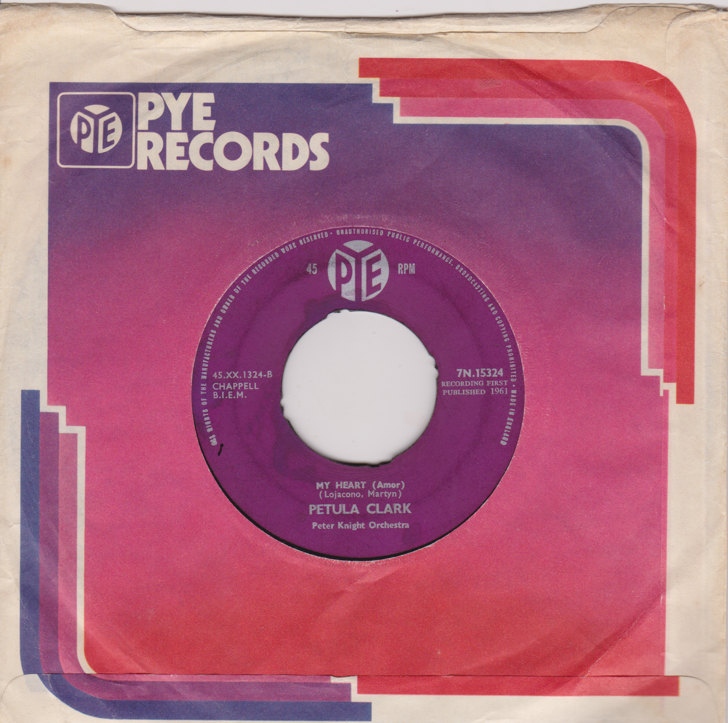 Petula Clark – Sailor (Pye, 1961) 7" vinyl single G+/- jukebox centre