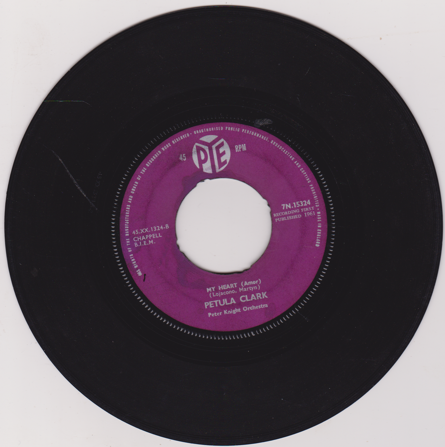 Petula Clark – Sailor (Pye, 1961) 7" vinyl single G+/- jukebox centre