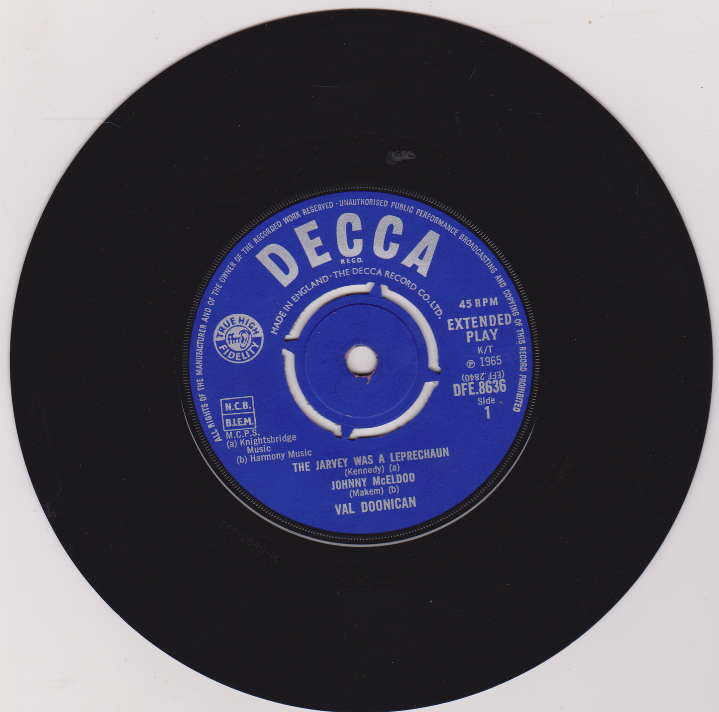 Val Doonican – Irish Shades Of Val Doonican (Decca, 1965) 7" vinyl P/S EP VG/VG