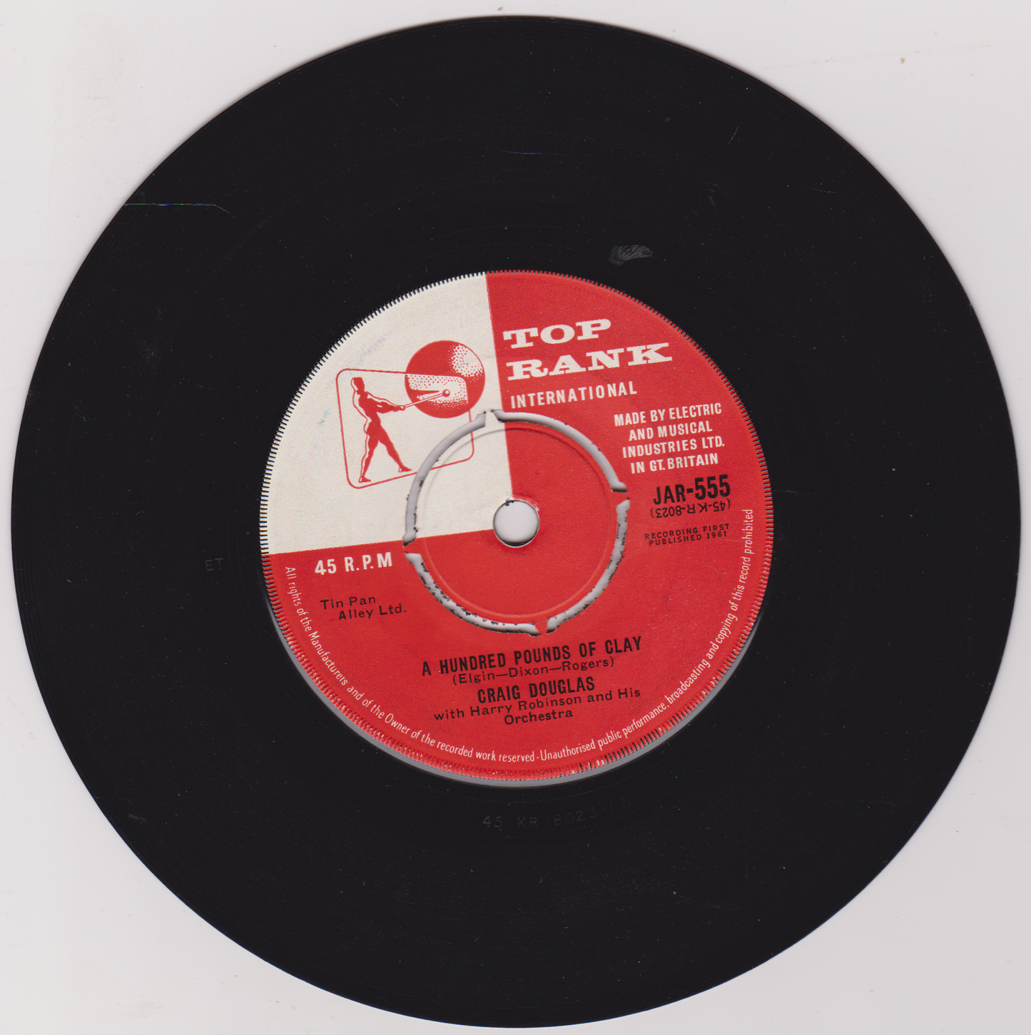 Craig Douglas – A Hundred Pounds Of Clay (Top Rank 1961) 7" vinyl single VG/-