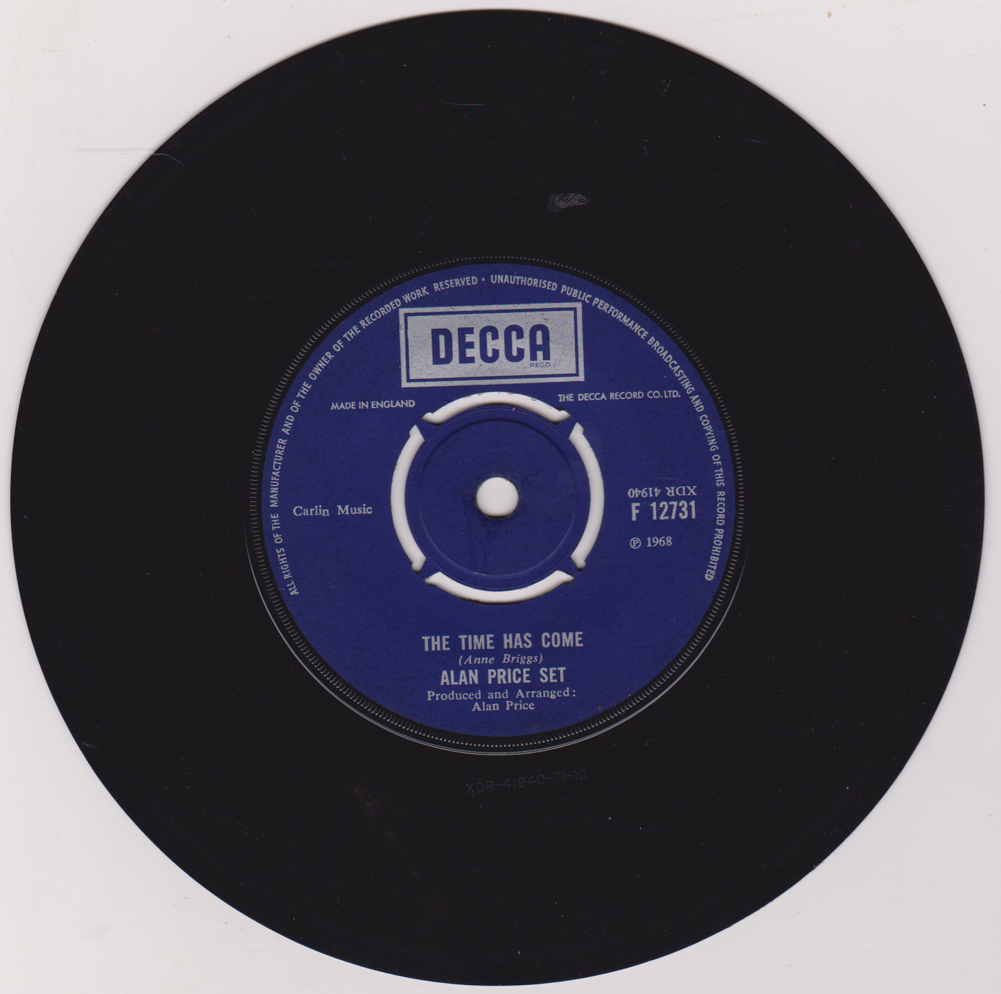 Alan Price Set – Don't Stop The Carnival (Decca 1968) 7" vinyl single G+/-