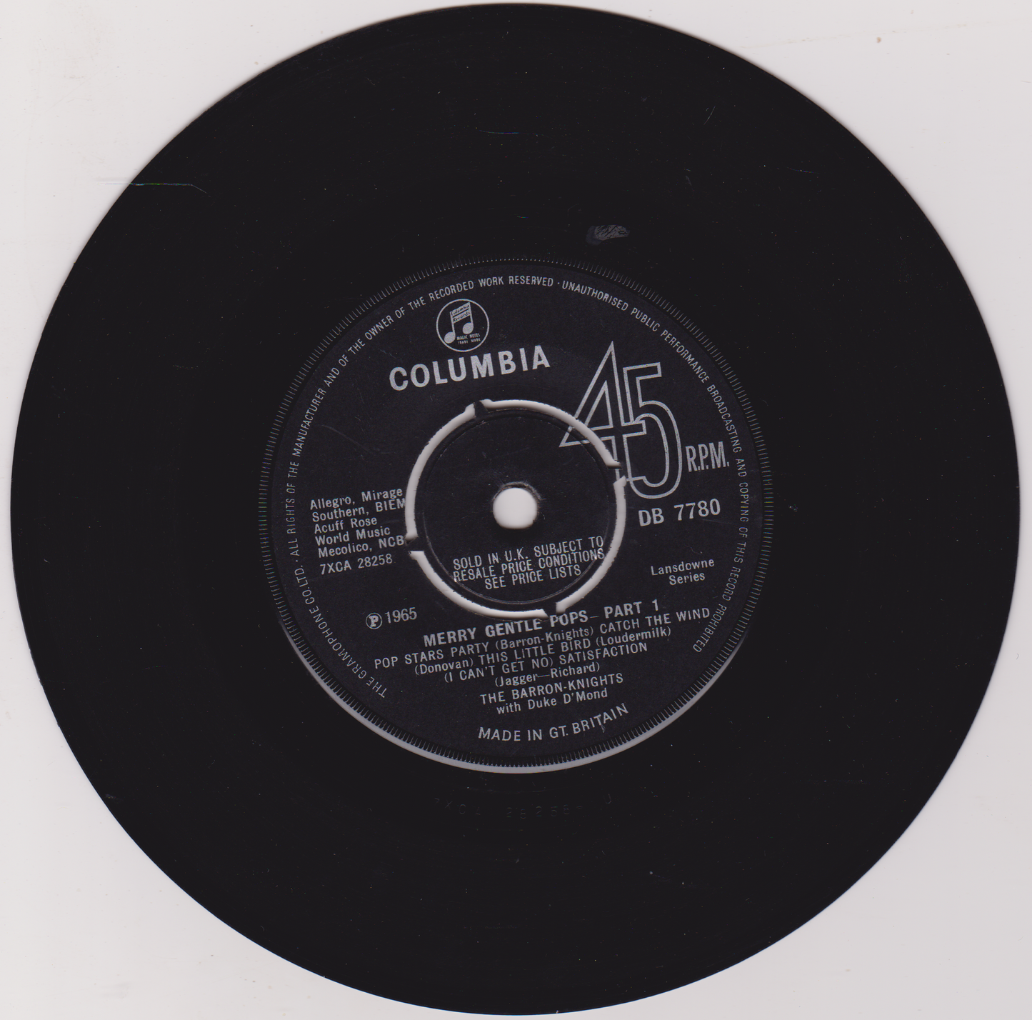 The Barron-Knights With Duke D'Mond – Merry Gentle Pops (1965) 7" vinyl single VG/-