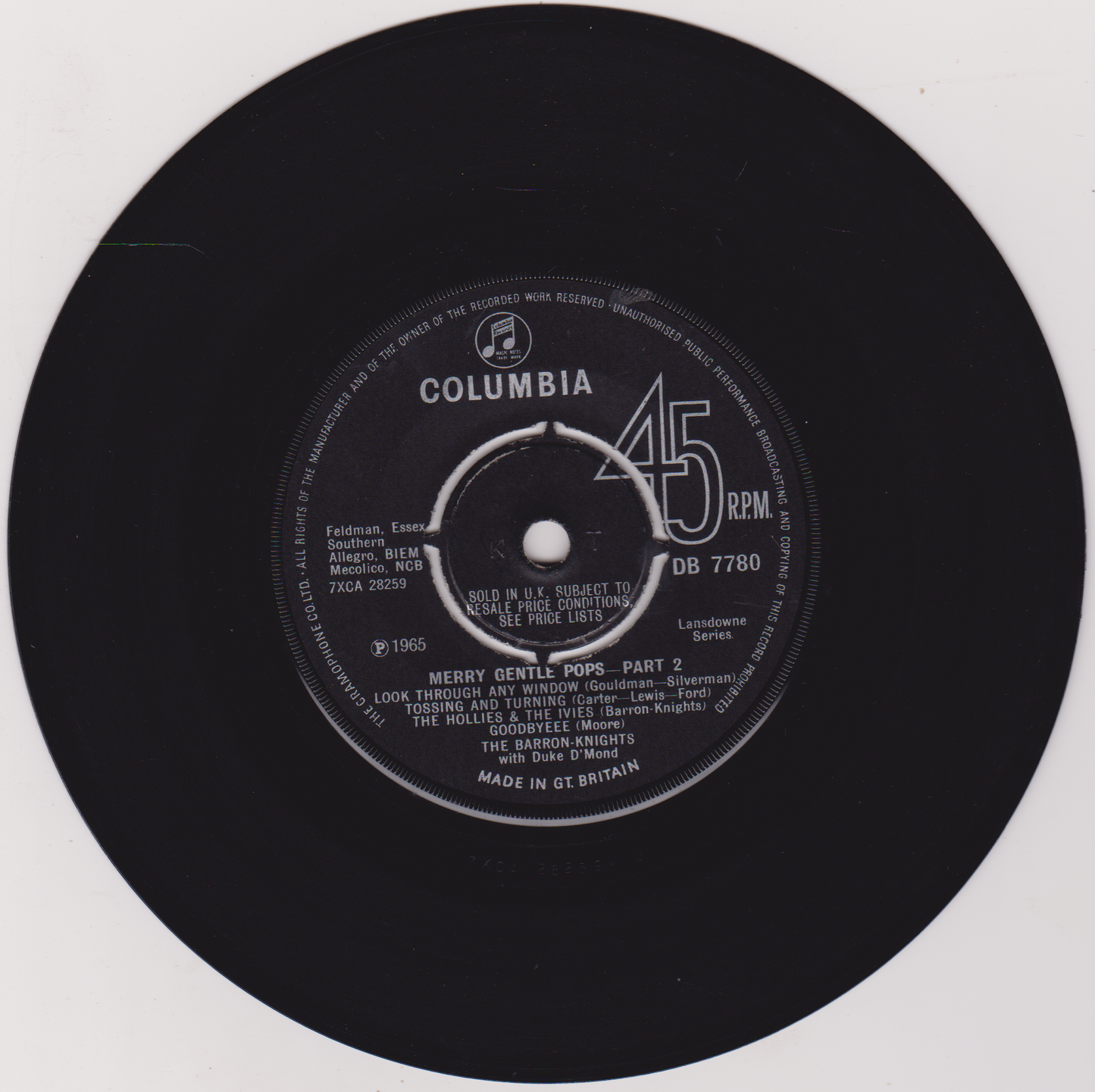 The Barron-Knights With Duke D'Mond – Merry Gentle Pops (1965) 7" vinyl single VG/-