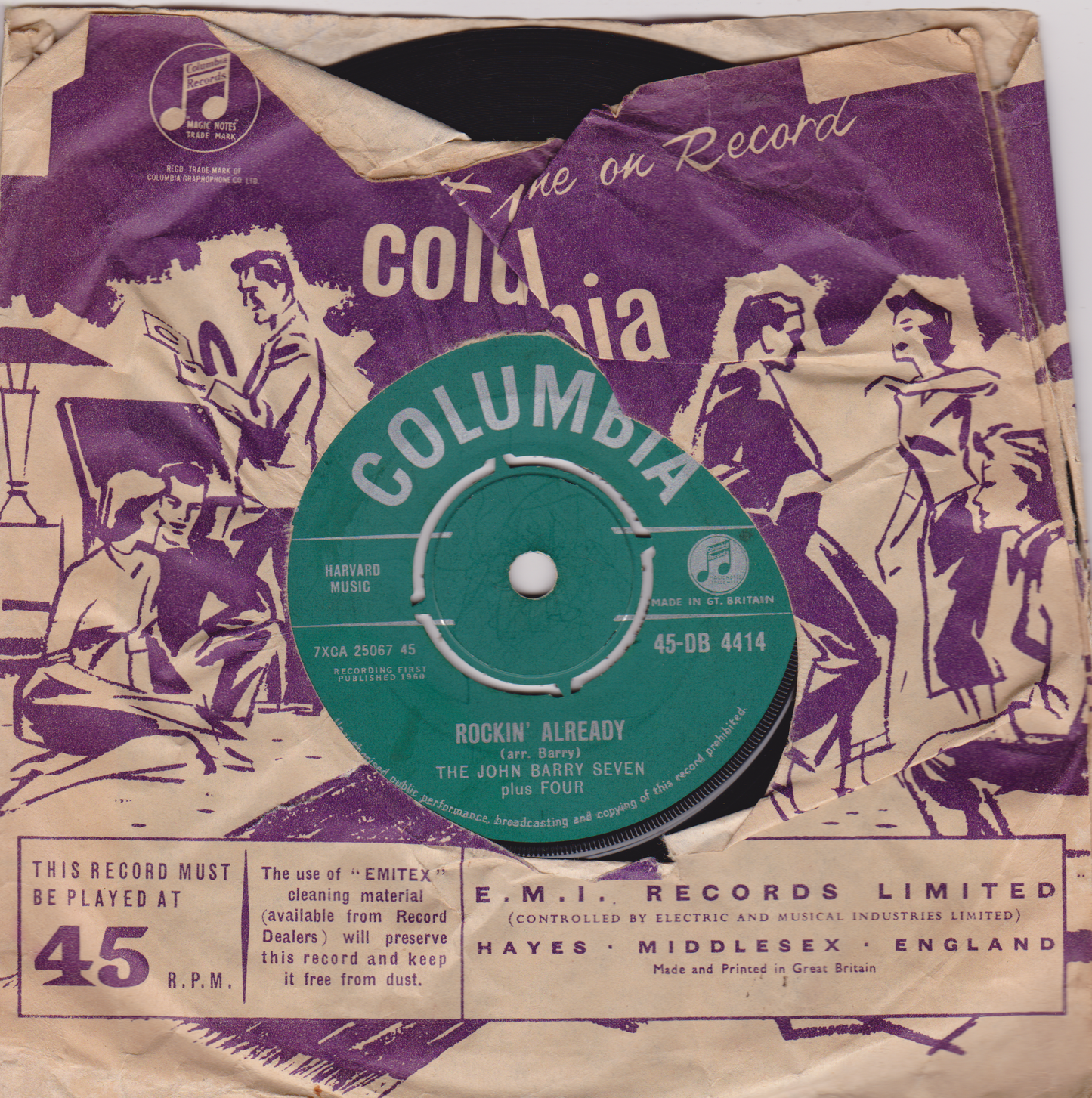 The John Barry Seven Plus Four – Hit & Miss (Columbia 1960) 7" vinyl single VG/G