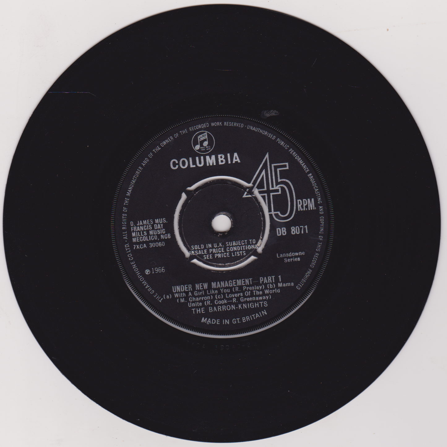 The Barron-Knights – Under New Management (1966) 7" vinyl single VG/-