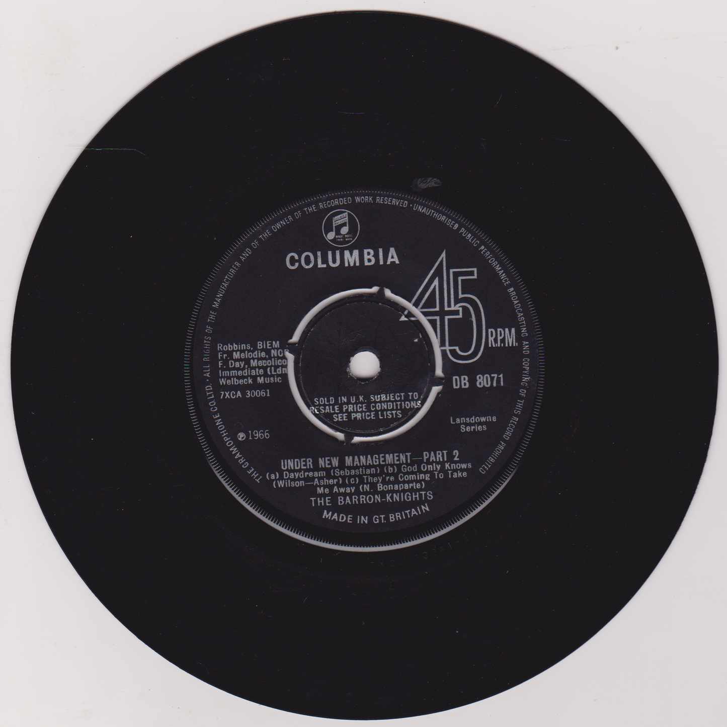 The Barron-Knights – Under New Management (1966) 7" vinyl single VG/-