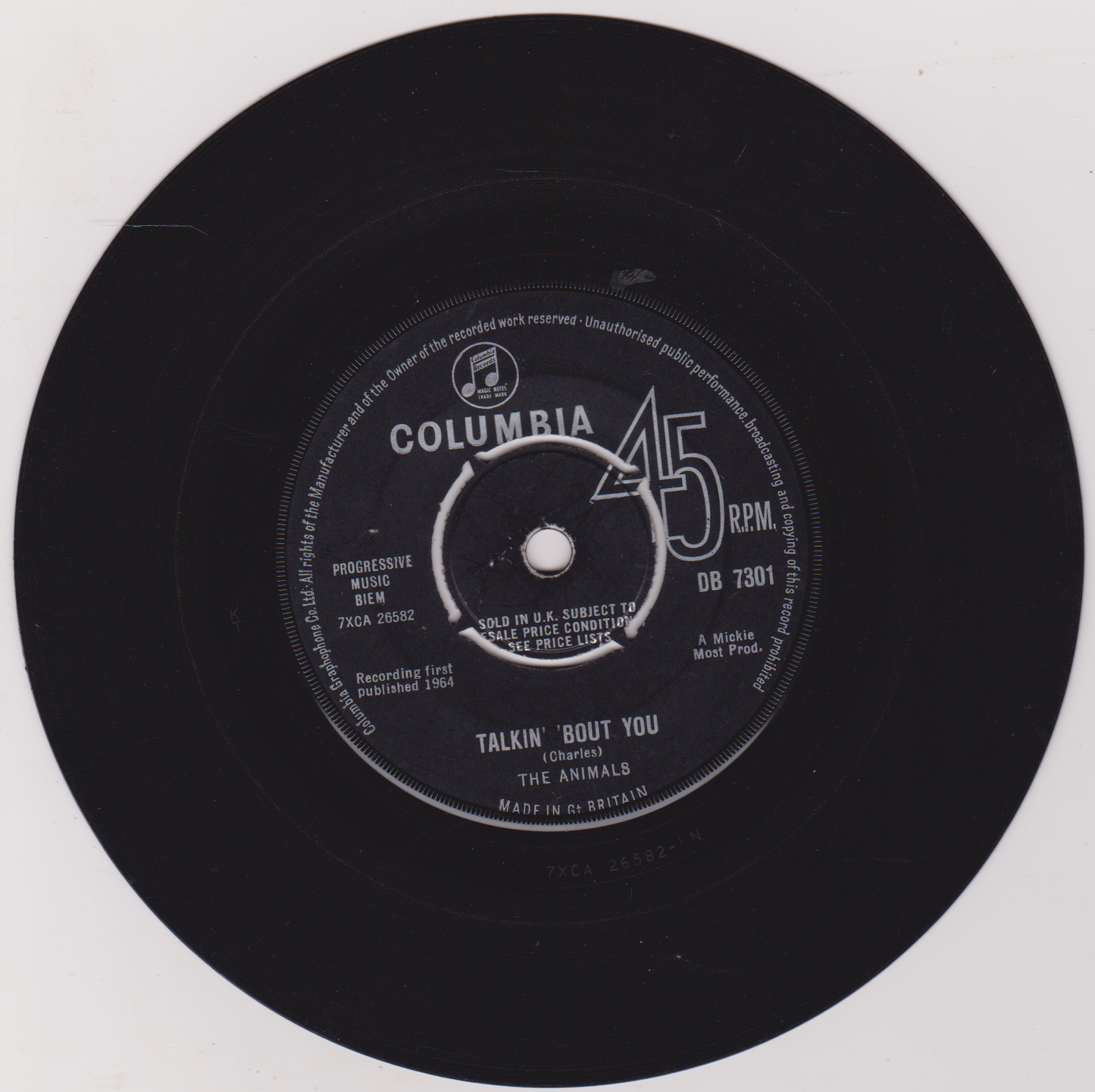 The Animals – The House Of The Rising Sun (Columbia) 7" vinyl single VG/-