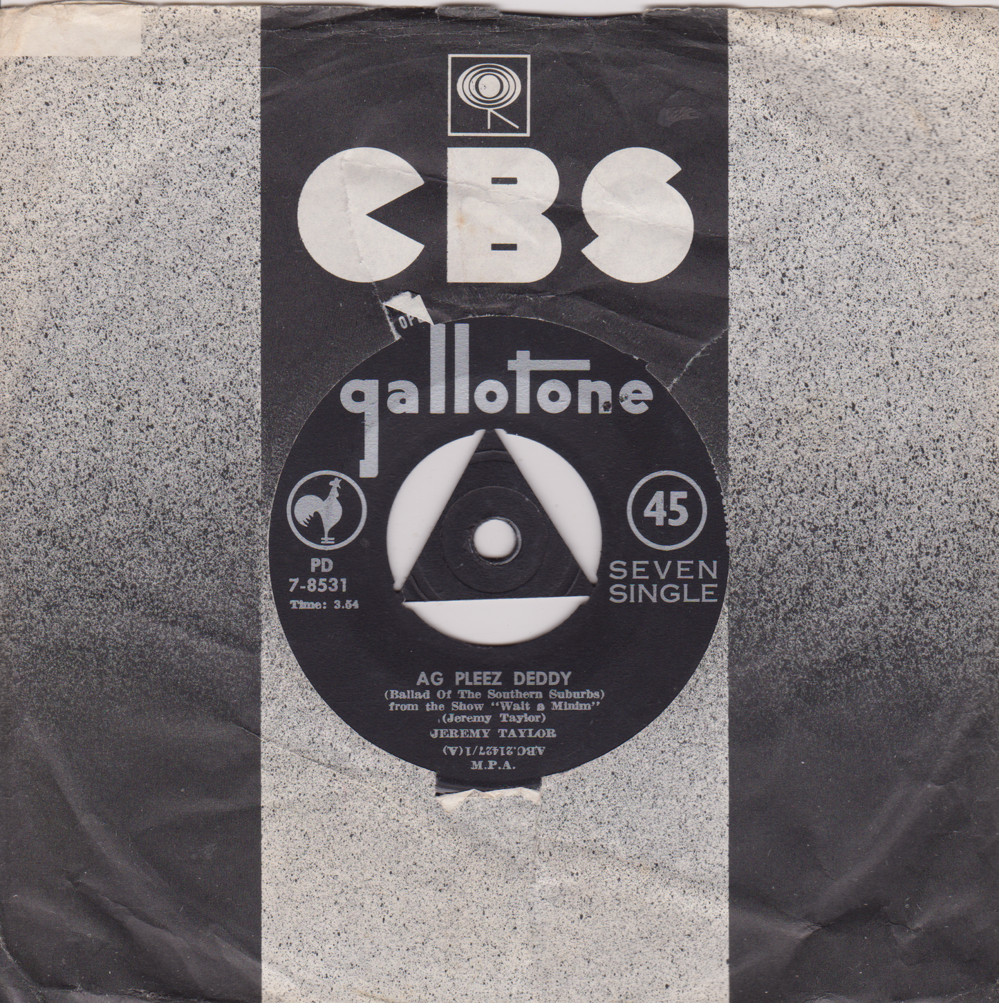 Jeremy Taylor – Ag Pleez Deddy (Gallotone 1962) 7" vinyl single G+/- South Africa