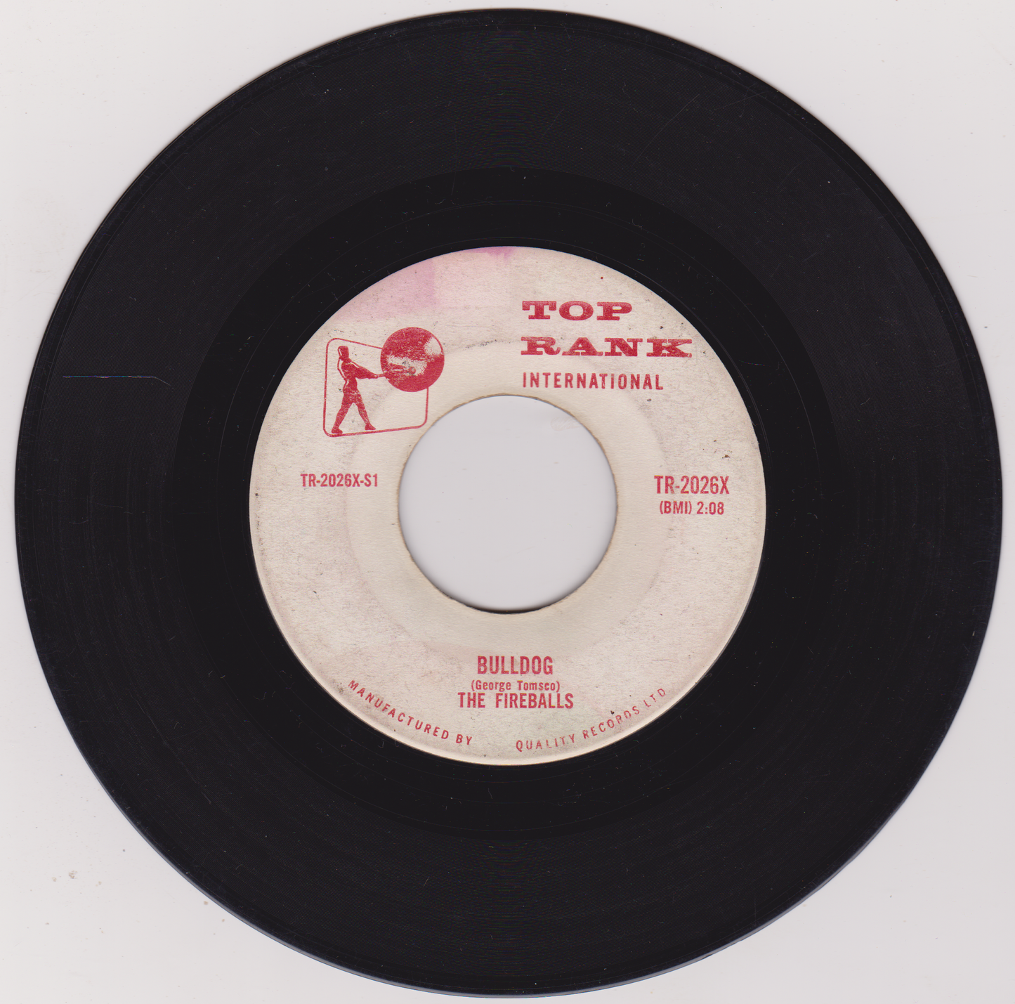 The Fireballs – Bulldog (Top Rank 1959) 7" vinyl single G+/- Canada jukebox centre