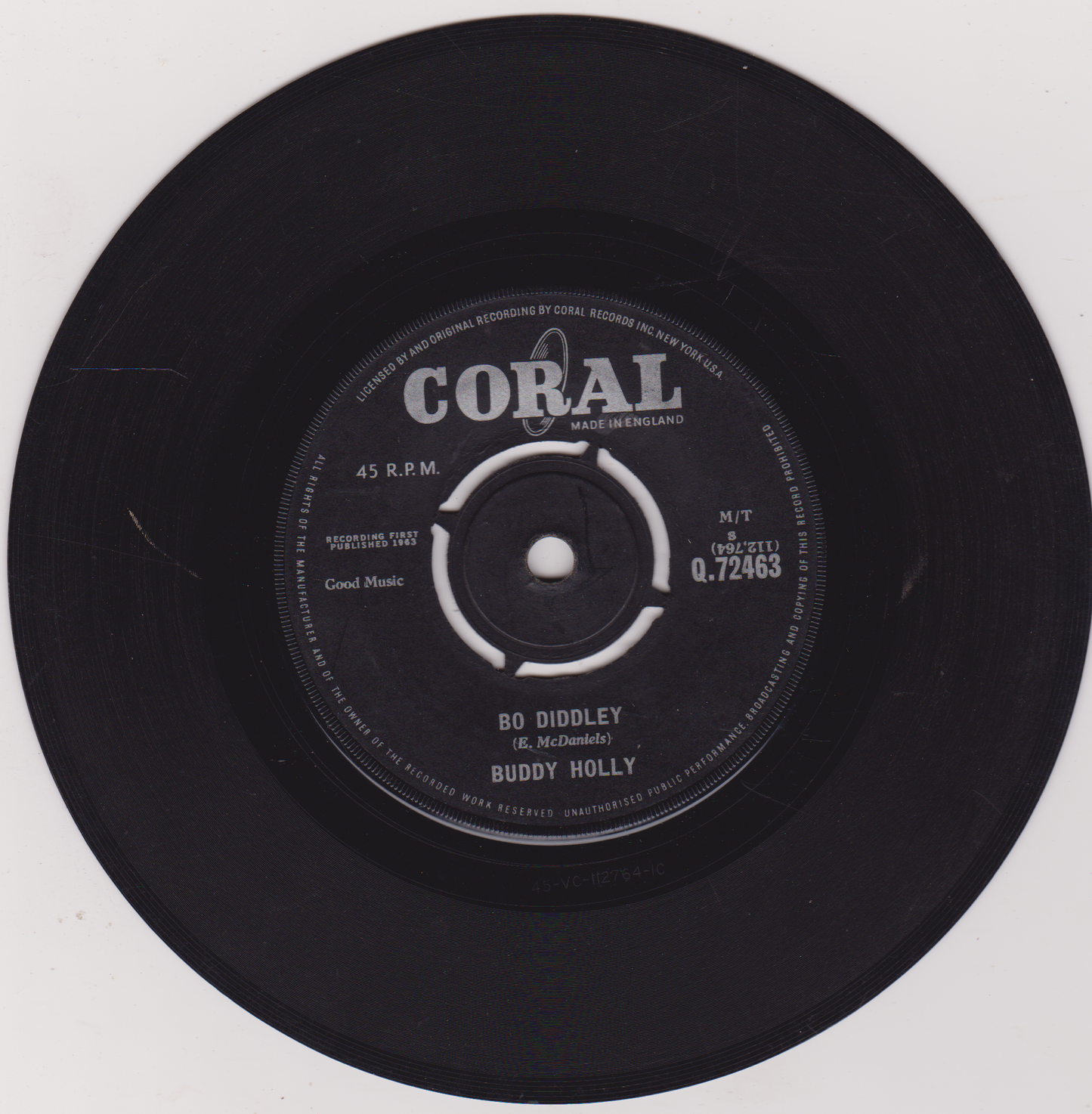 Buddy Holly – Bo Diddley (Coral 1963) 7" vinyl single G+/-