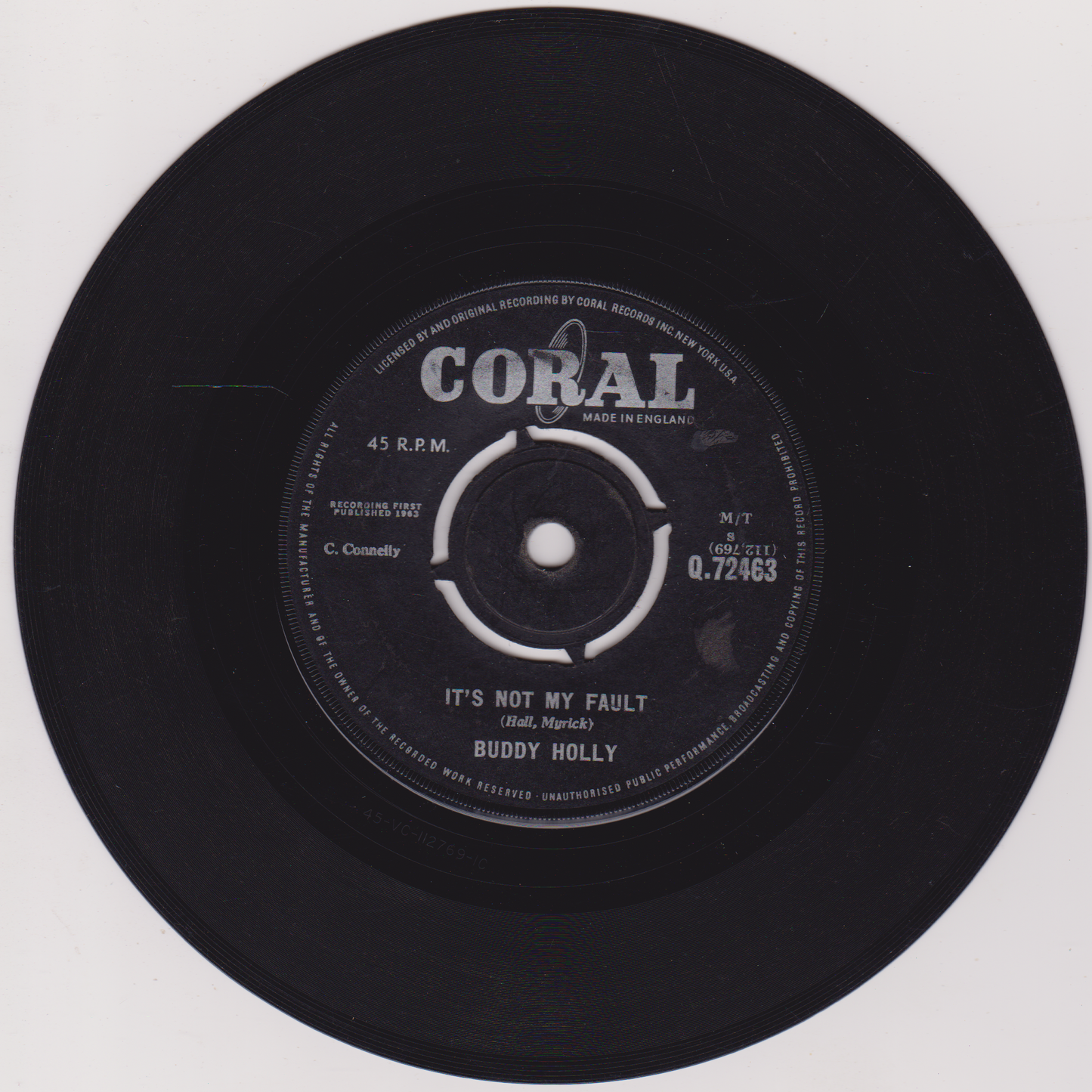 Buddy Holly – Bo Diddley (Coral 1963) 7" vinyl single G+/-