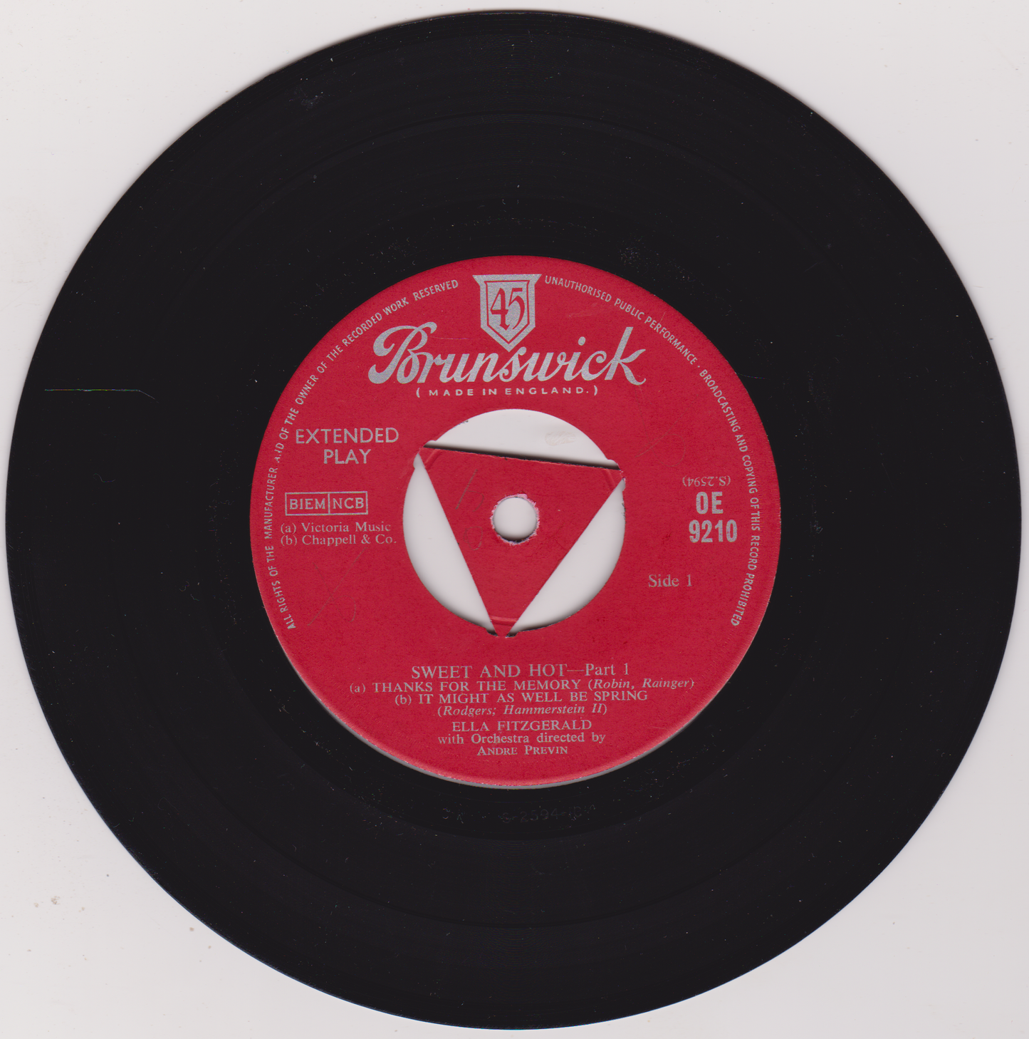 Ella Fitzgerald – Sweet And Hot Part 1 (Brunswick) 7" vinyl EP VG/VG