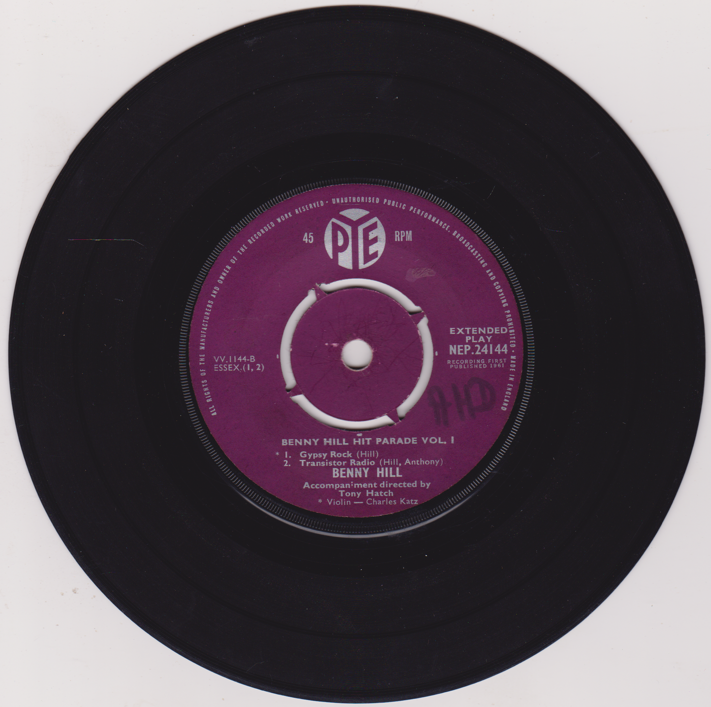 Benny Hill – Hit Parade Volume 1 (Pye 1961) 7" vinyl EP G+/G+