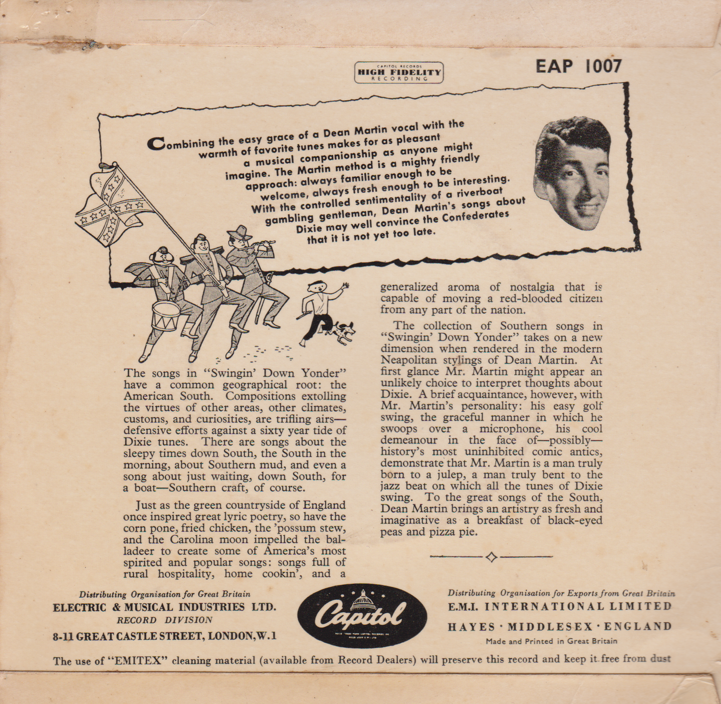 Dean Martin – Swingin' Down Yonder (Capitol 1956) 7" vinyl EP VG/VG jukebox centre