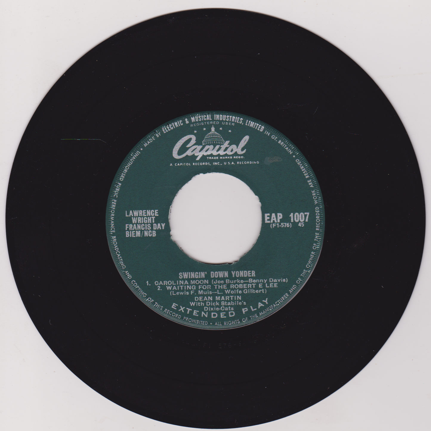 Dean Martin – Swingin' Down Yonder (Capitol 1956) 7" vinyl EP VG/VG jukebox centre