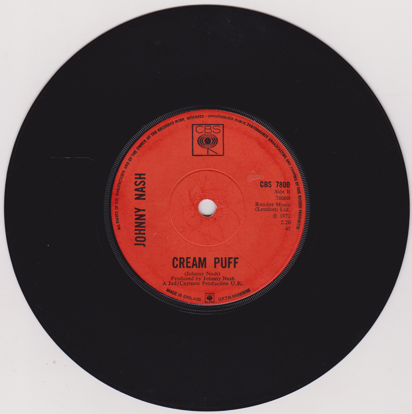 Johnny Nash – Stir It Up (CBS 1972) 7" vinyl single G+/-