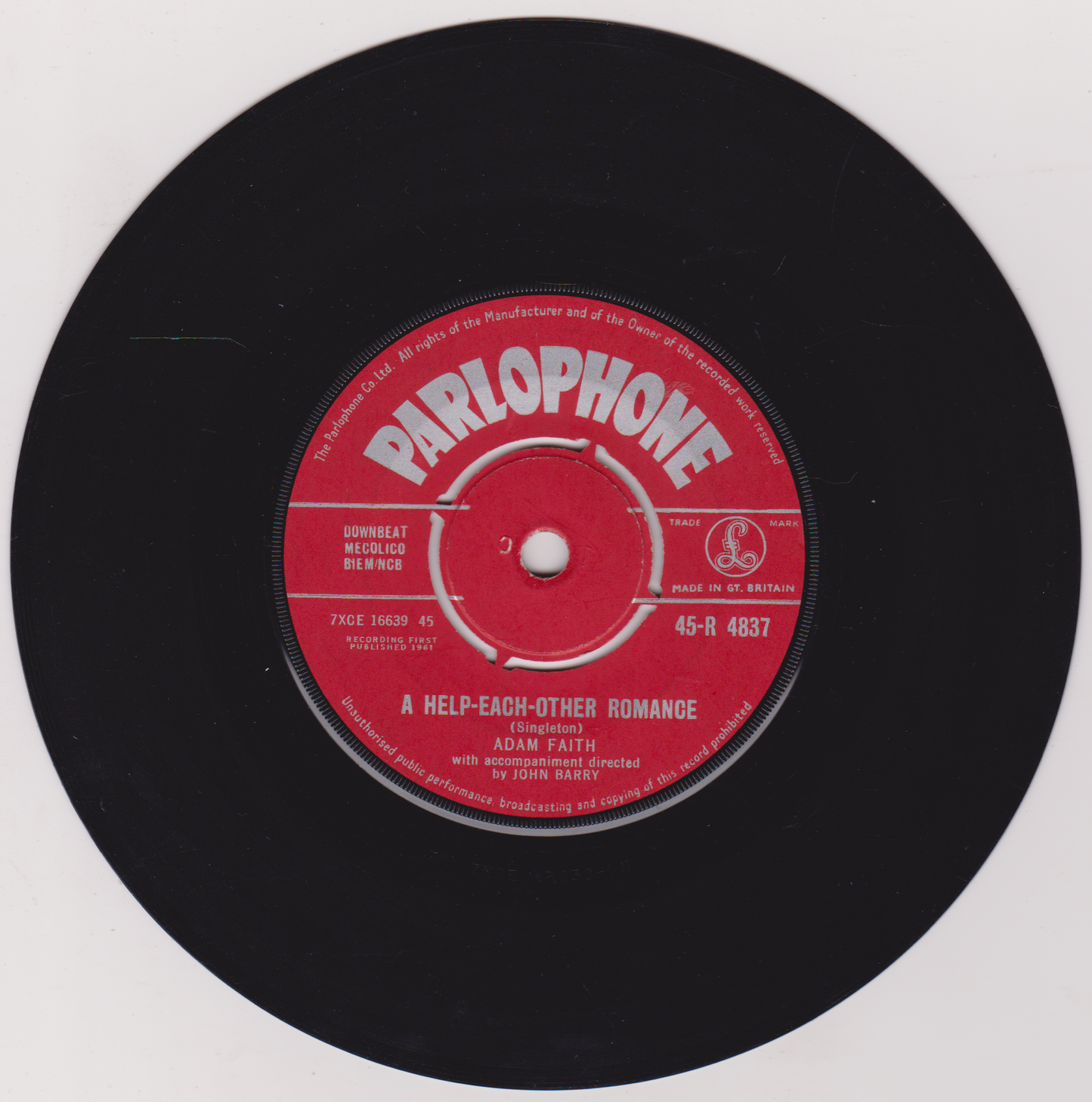 Adam Faith – The Time Has Come (Parlophone 1961) 7" vinyl single VG/VG