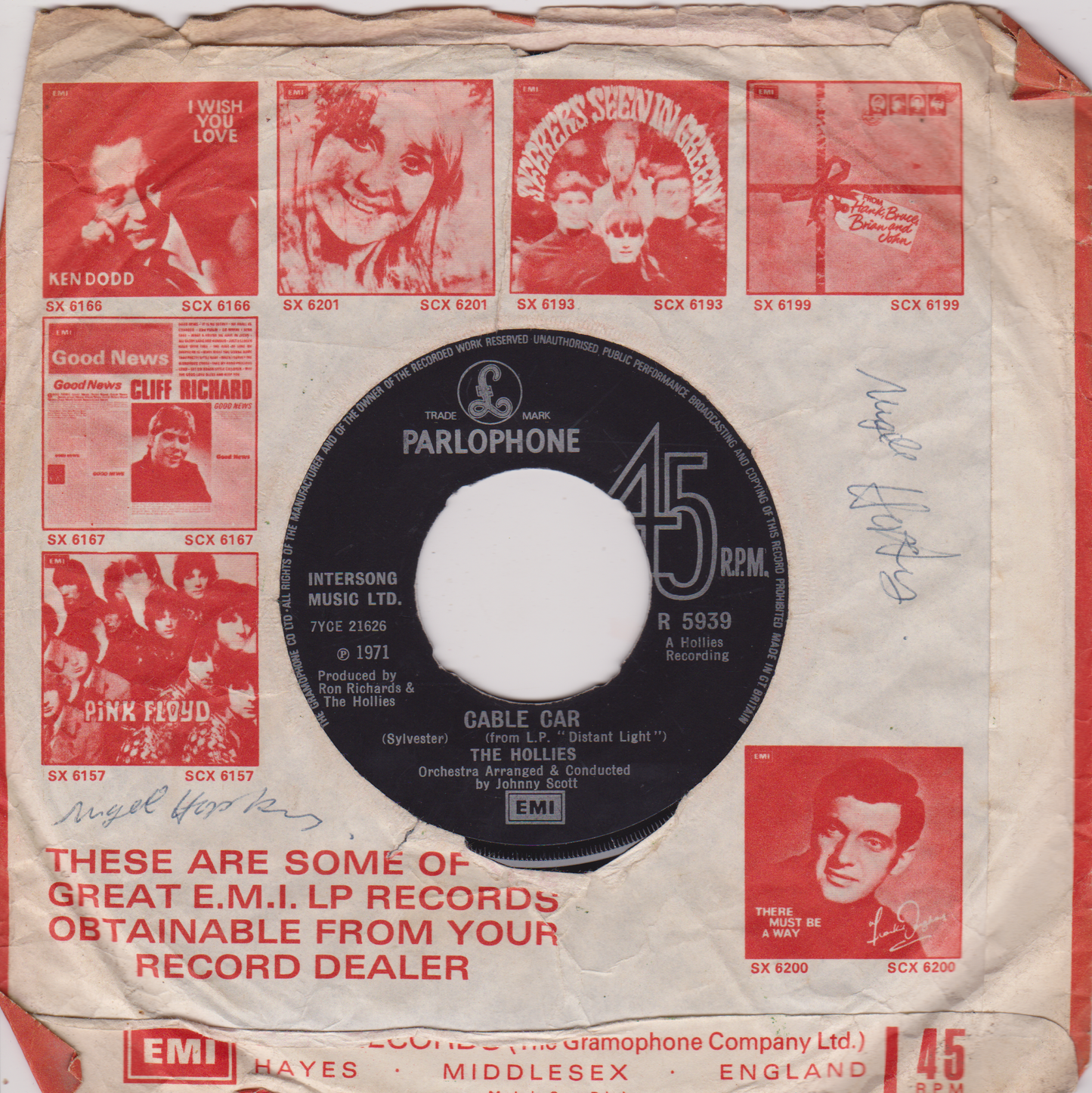The Hollies – Long Cool Woman In A Black Dress (Parlophone 1972) 7" vinyl single G+/- jukebox mislabel