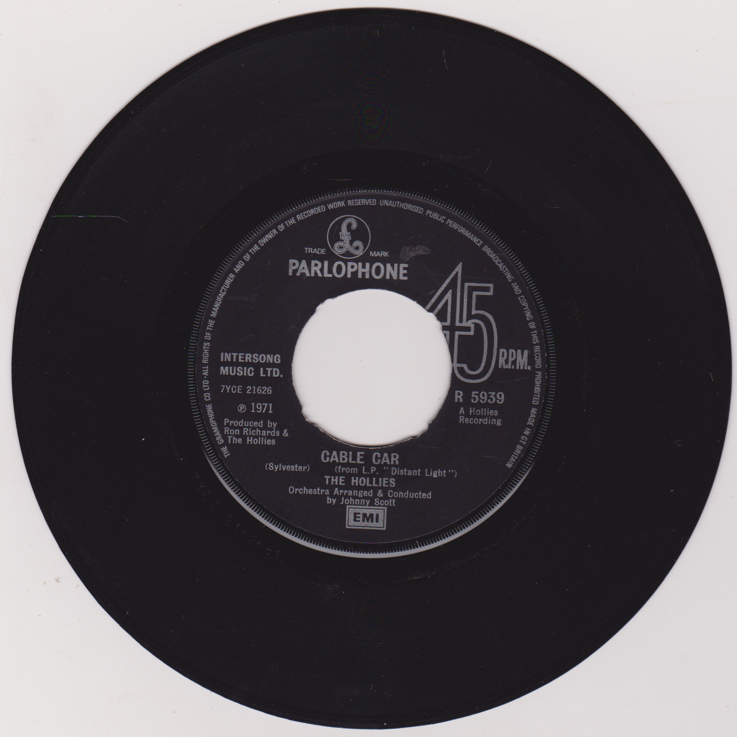 The Hollies – Long Cool Woman In A Black Dress (Parlophone 1972) 7" vinyl single G+/- jukebox mislabel