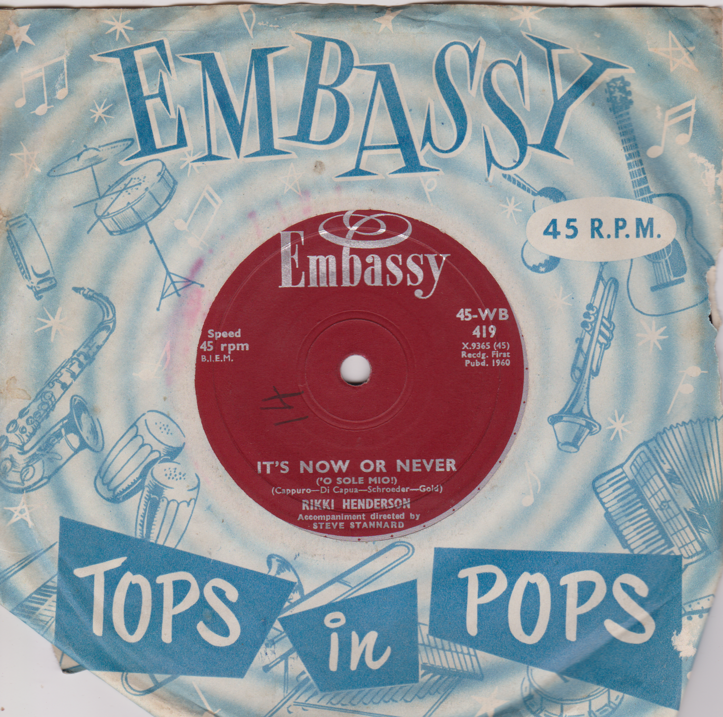 Rikki Henderson – Save The Last Dance For Me (Embassy 1960) 7" vinyl single VG/G+