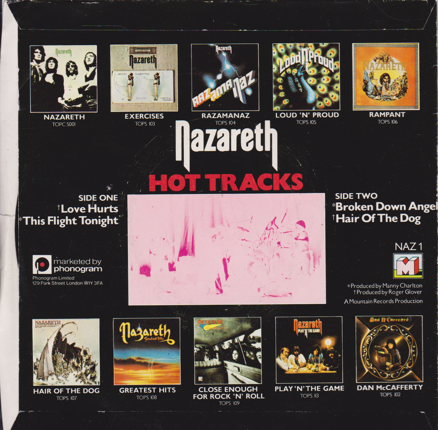 Nazareth – Hot Tracks (Mountain 1977) 7" vinyl P/S EP VG/VG