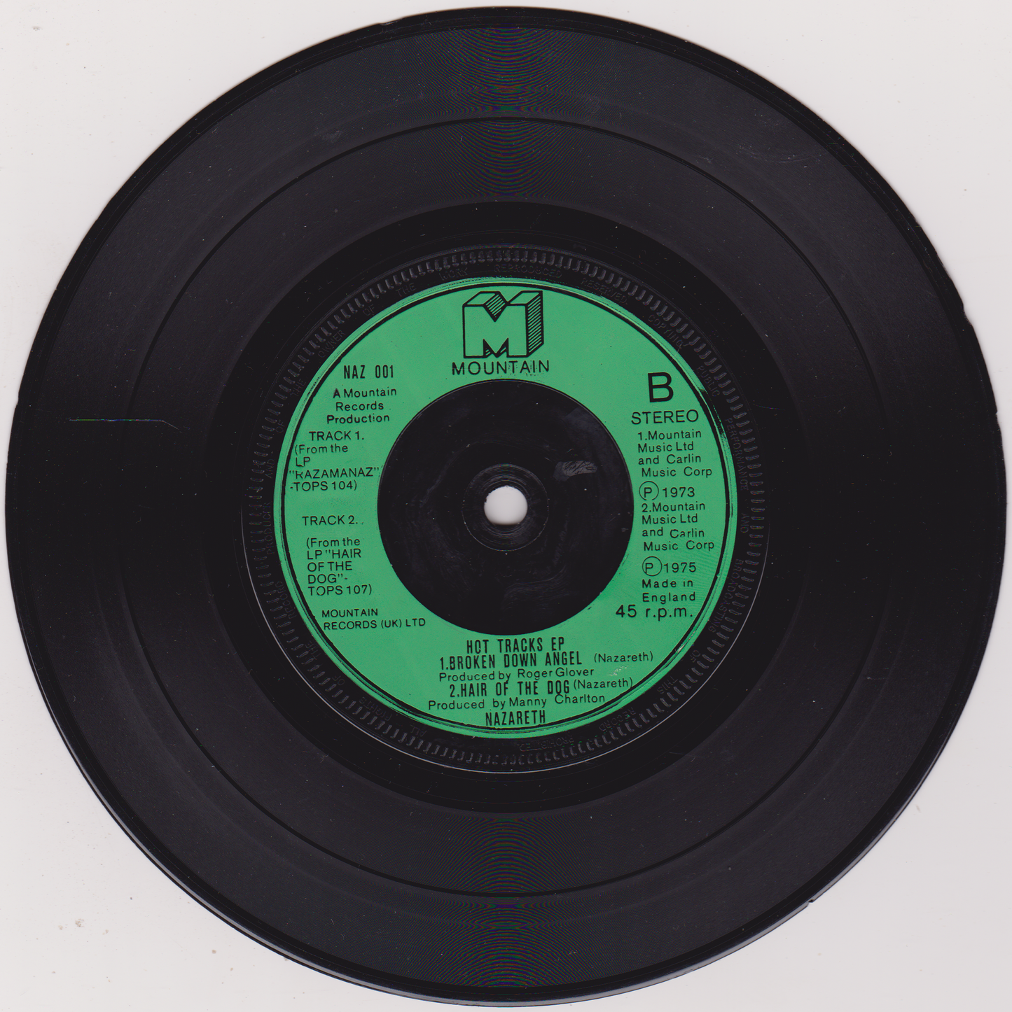 Nazareth – Hot Tracks (Mountain 1977) 7" vinyl P/S EP VG/VG