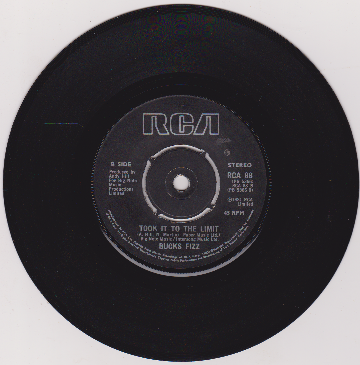 Black vinyl record with RCA label on a white background