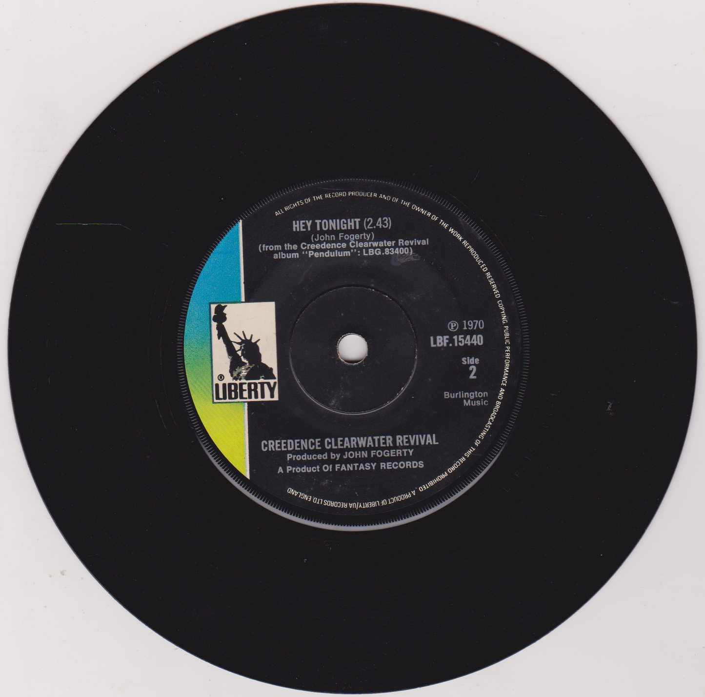 Vinyl record label with 'Liberty' logo on a white background