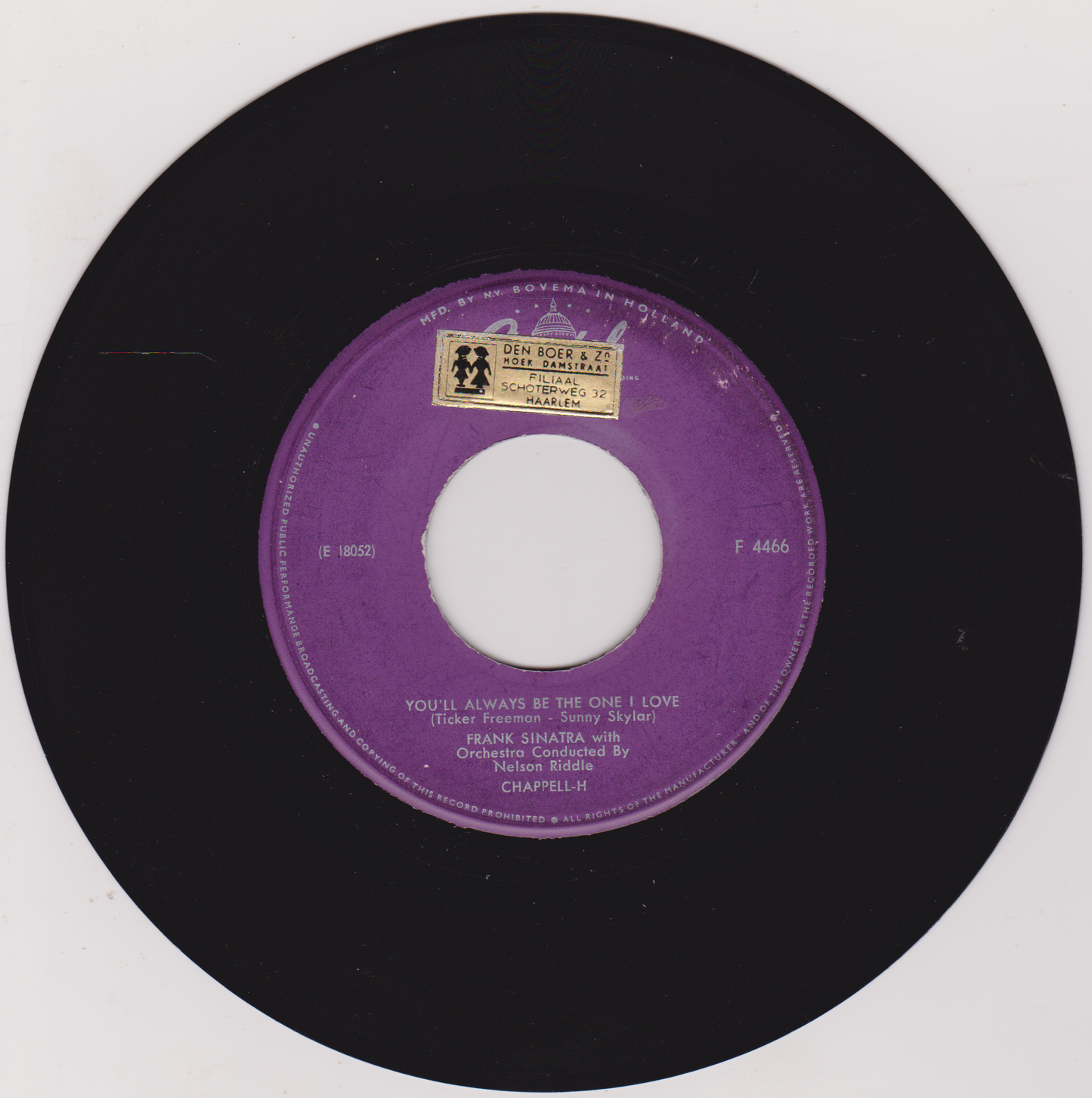 Frank Sinatra – You'll Always Be The One I Love (Capitol 1960) 7" vinyl single G+/- Dutch jukebox