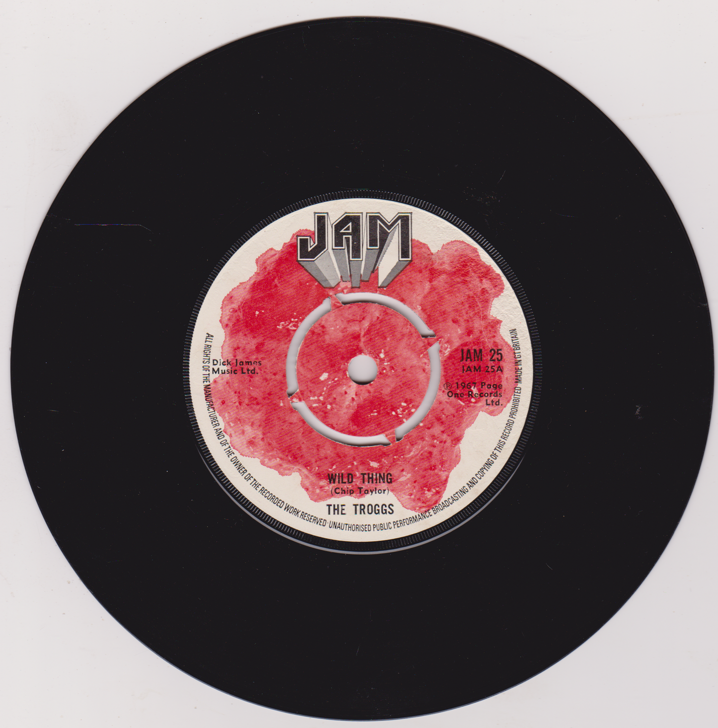 Black vinyl record with a red and white label featuring 'JAM' and 'The Troogs'.