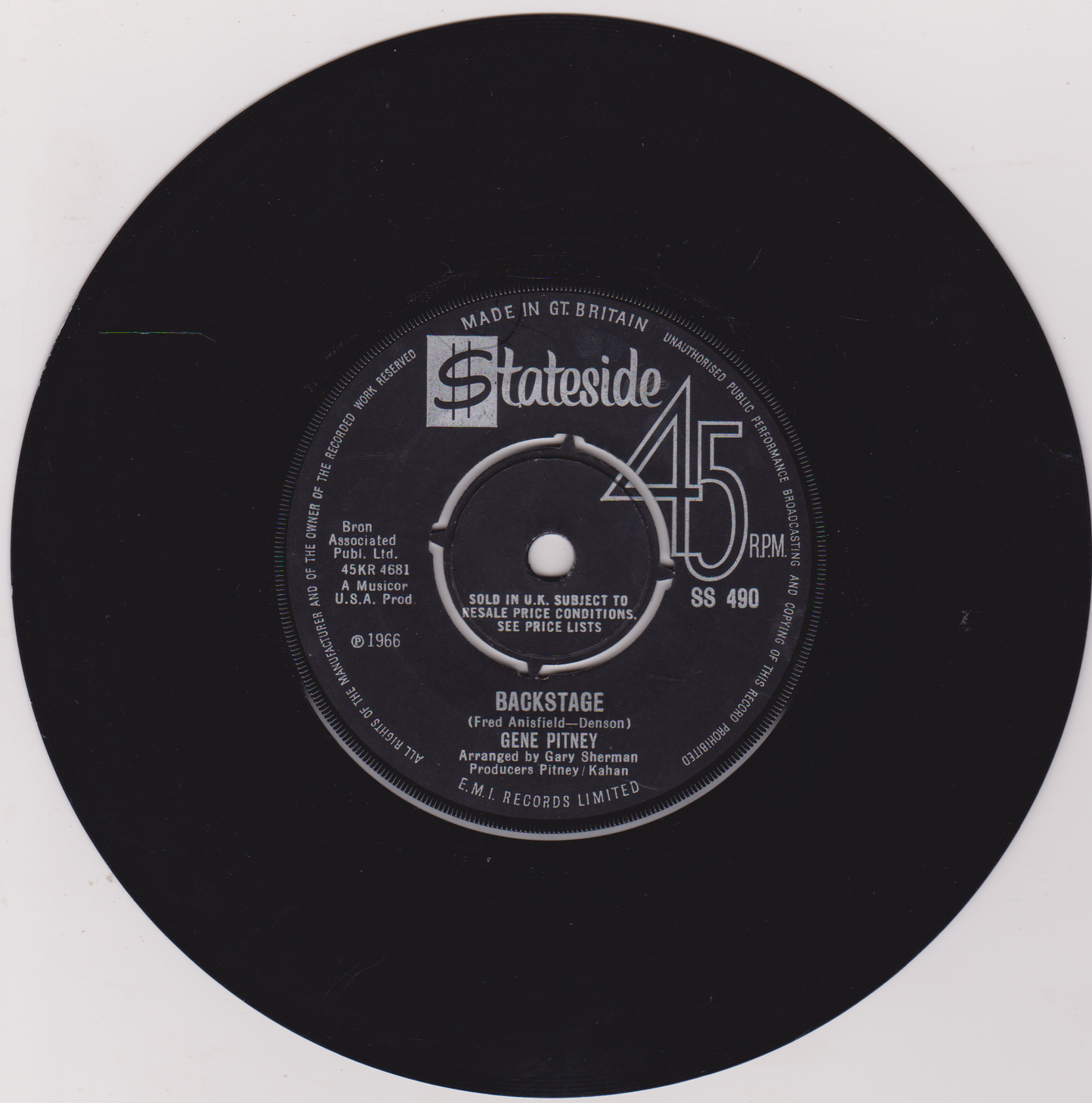 Record label with 'Stateside' branding and text on a white background