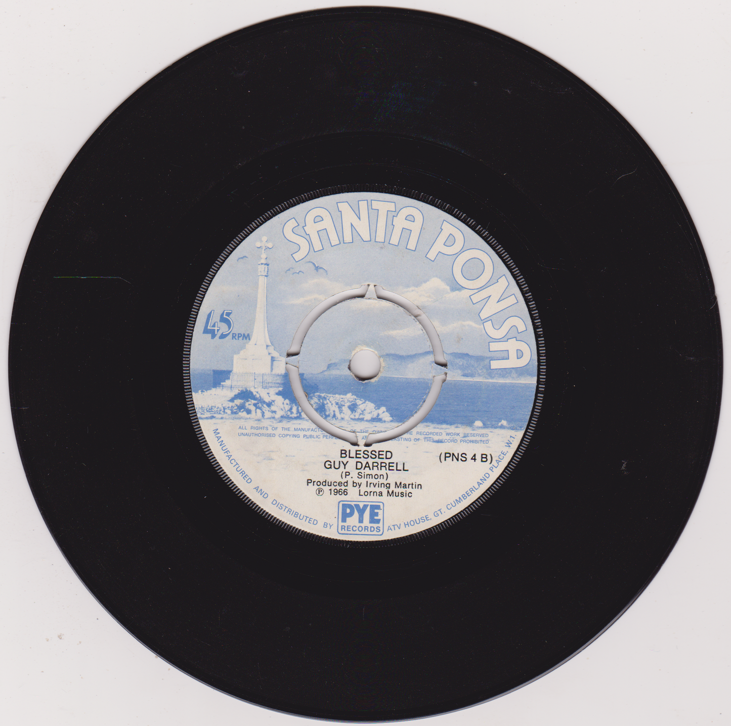 Vinyl record with 'Santa Ponsa' label on a white background