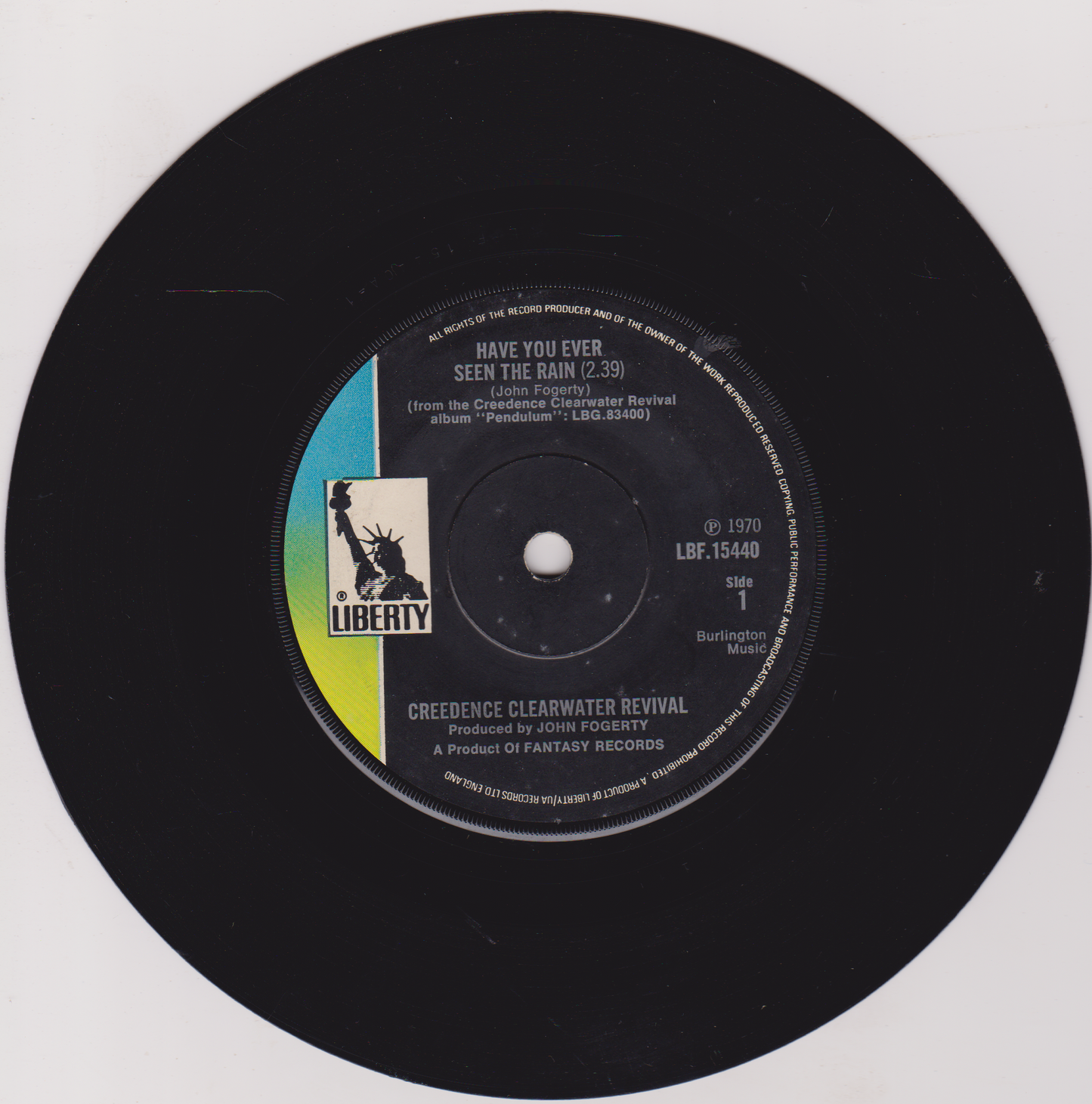Vinyl record label with 'Liberty' logo on a white background