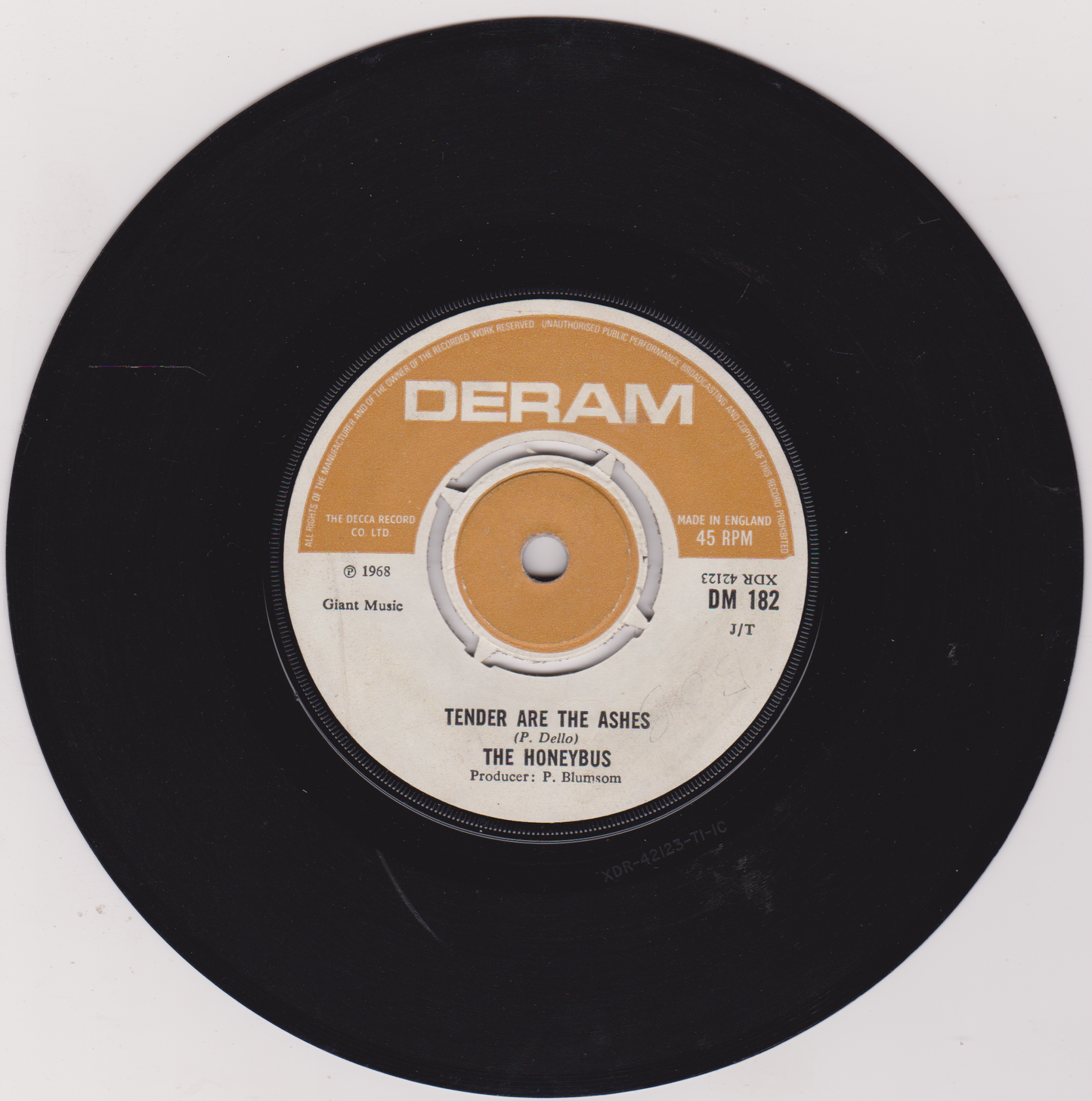 Record label with 'DERAM' branding on a white background