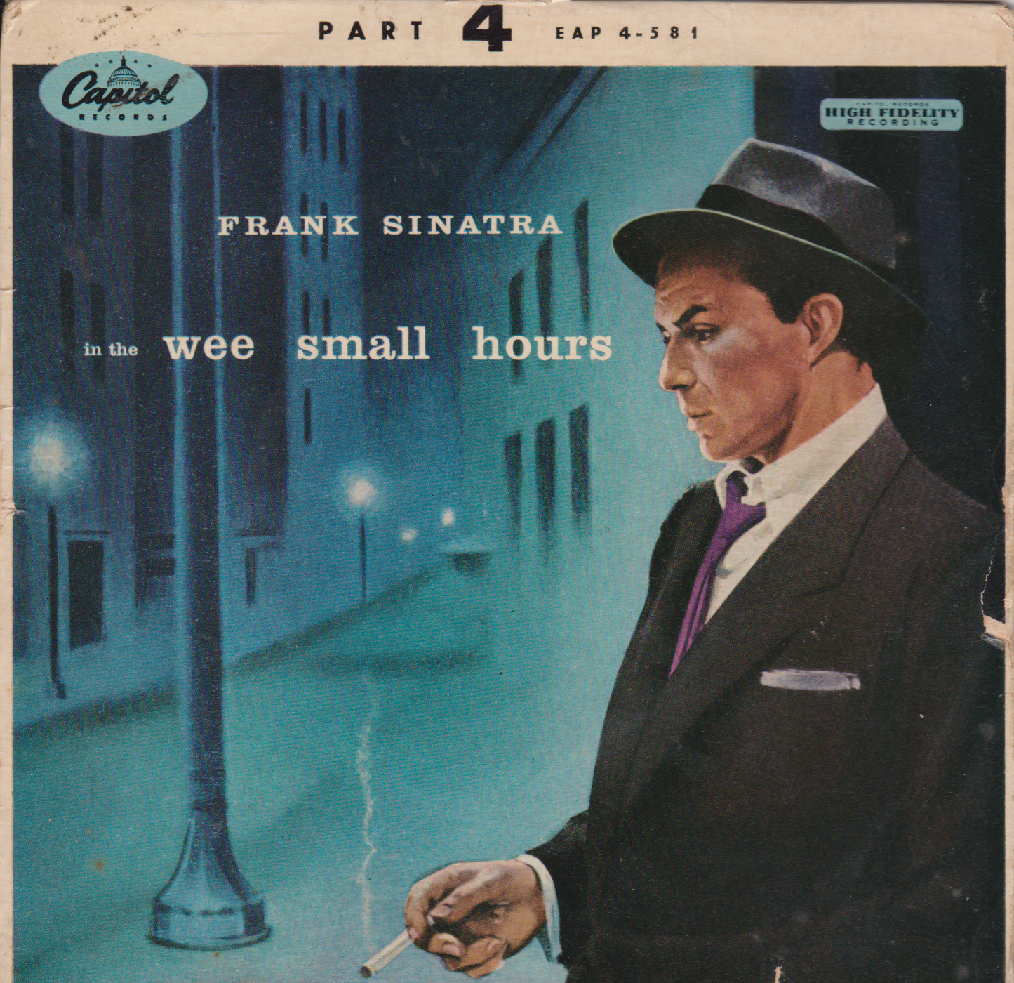 Single cover featuring Frank Sinatra with a city street scene and Capitol Records logo.