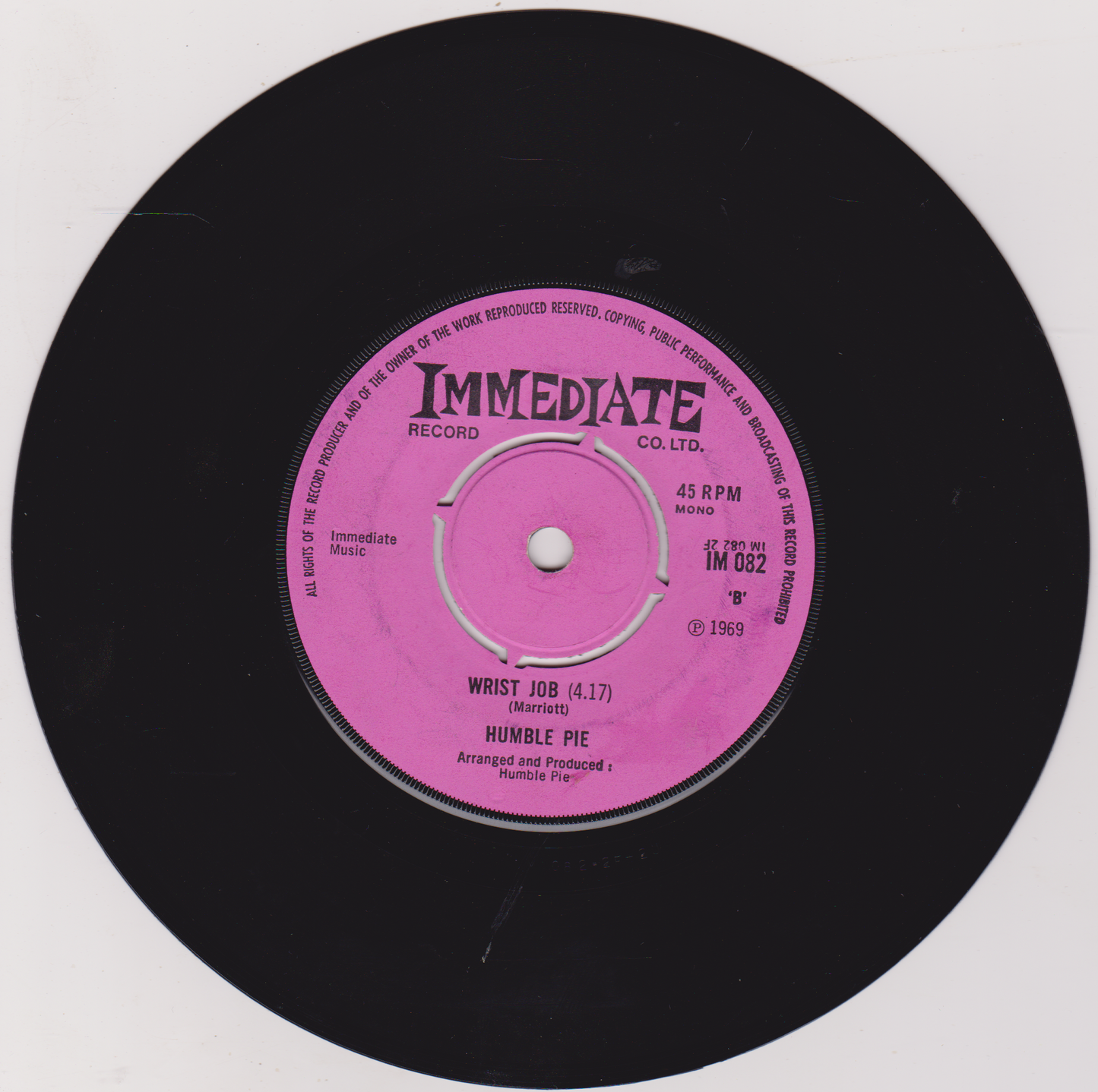 Humble Pie – Natural Born Bugie (Immediate 1969) 7" vinyl single VG/VG