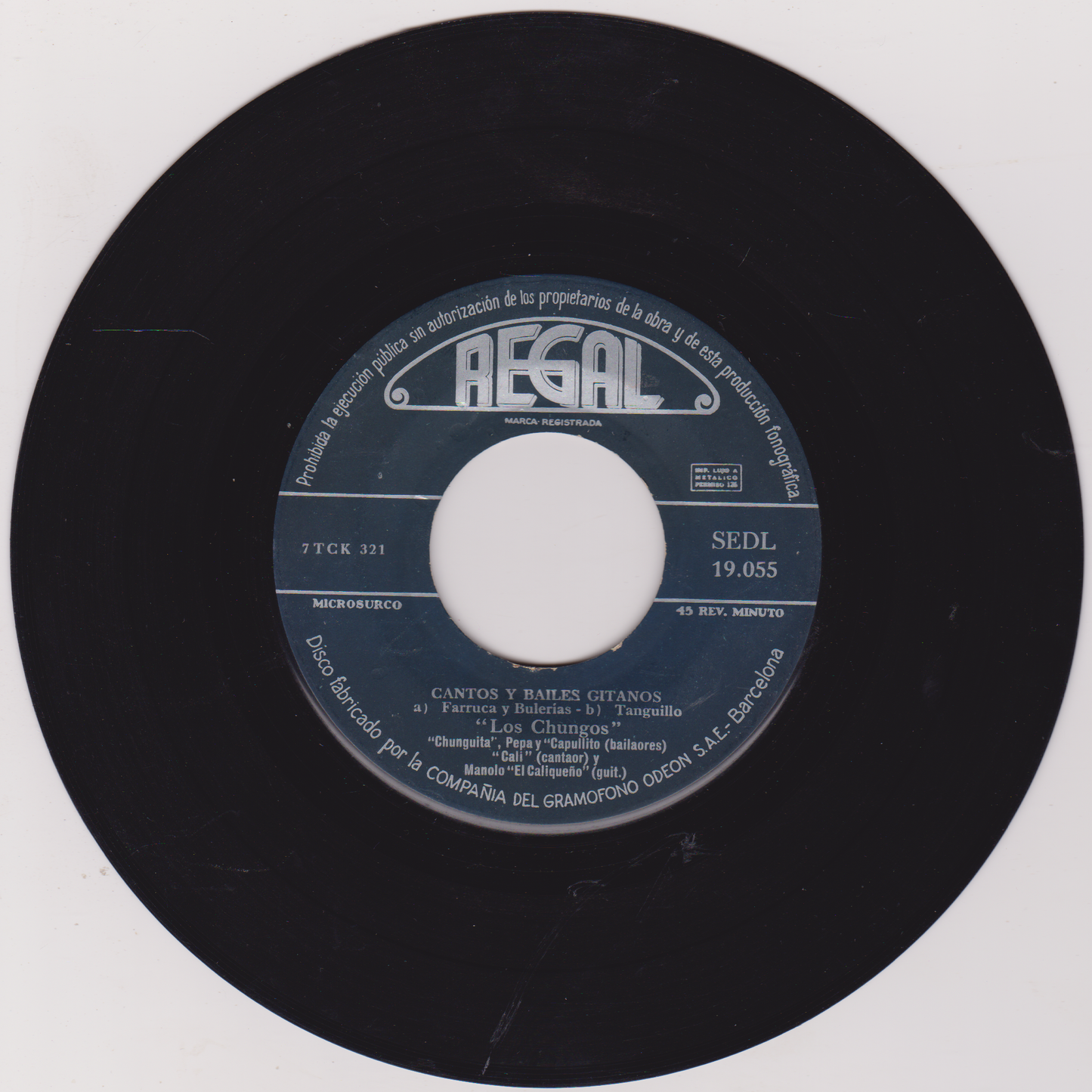 Los Chungos – Cantos Y Bailes Gitanos (Regal 1958) 7" vinyl P/S EP VG/G+ Spain jukebox
