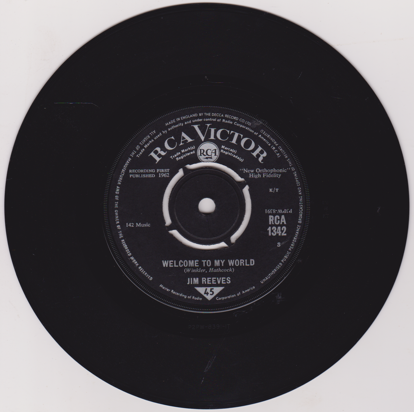Black vinyl record with RCA Victor label on a white background