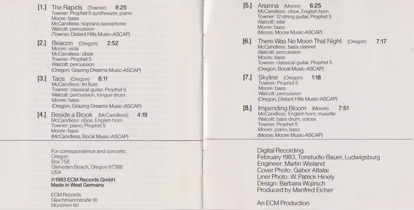Album tracklist with song titles and durations on a white background