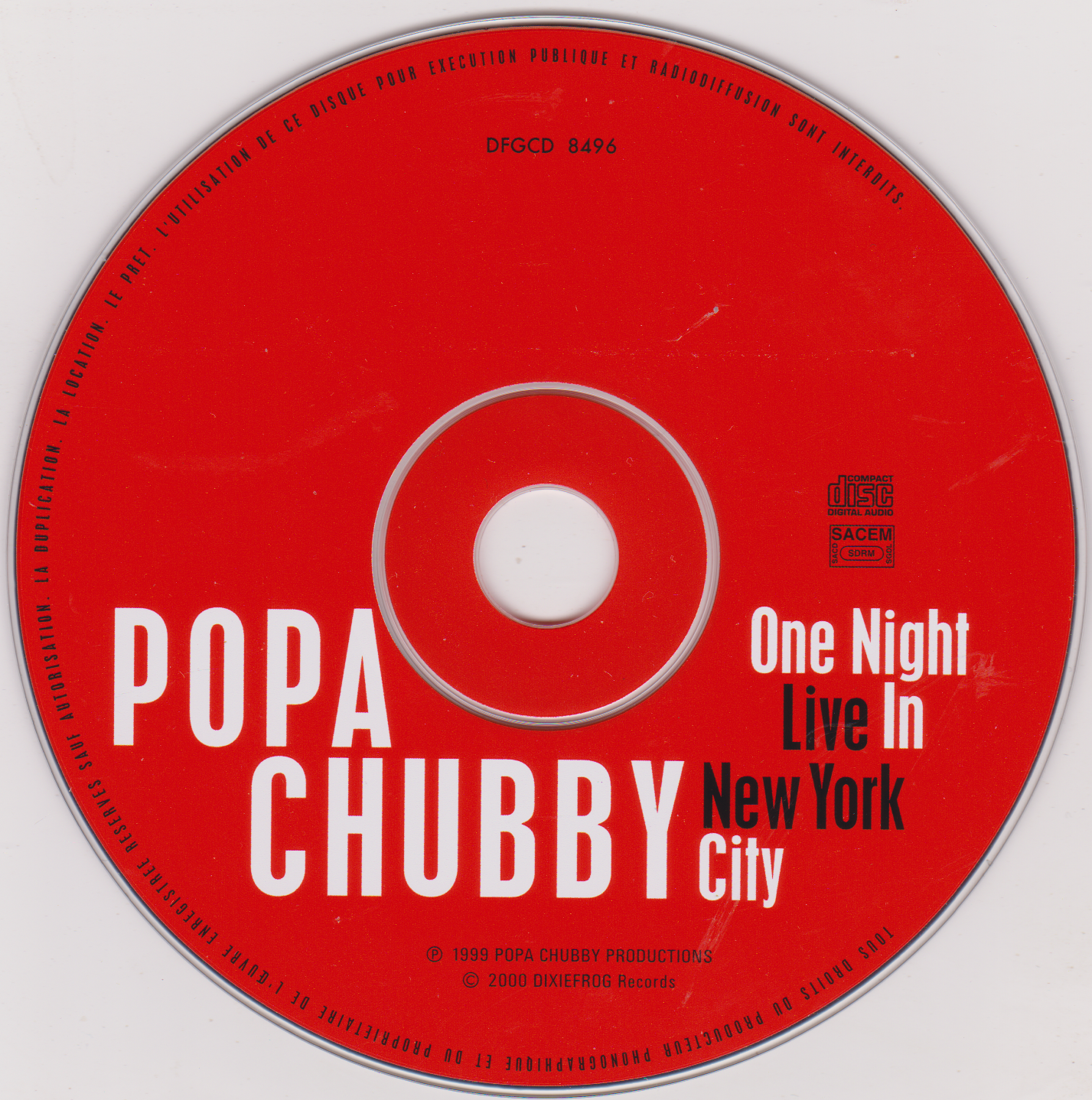 Popa Chubby – One Night Live In New York City (2000) CD album