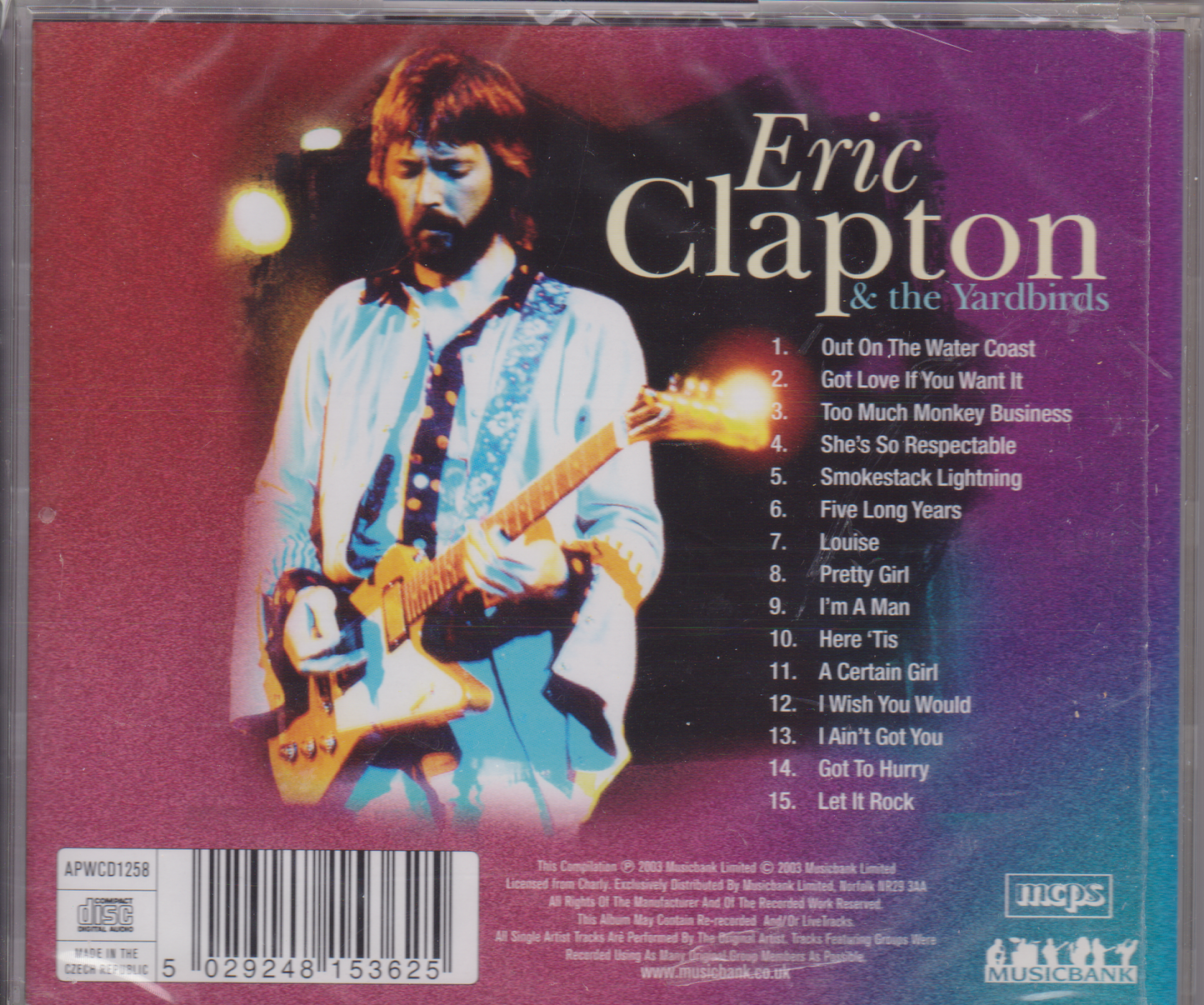 CD cover of Eric Clapton & the Yardbirds album with a guitarist illustration and tracklist.
