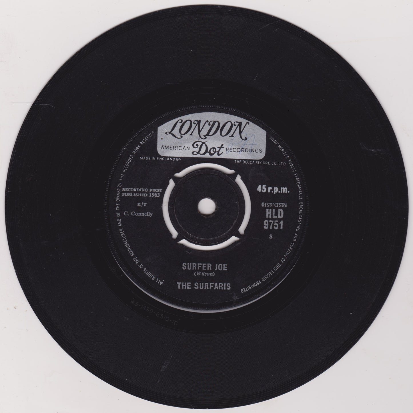 Black vinyl record with 'London Dot Recordings' label on a white background