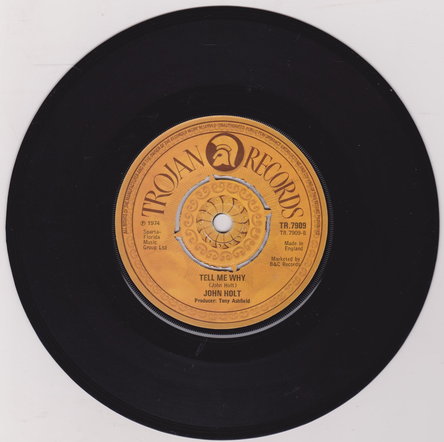 7-inch vinyl record with Trojan Records label on a white background