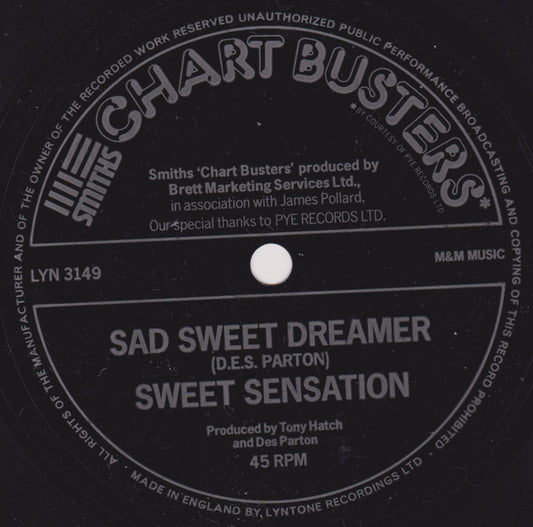 Showaddywaddy / Sweet Sensation – Rock 'N' Roll Lady / Sad Sweet Dreamer (Smiths Crisps 1975) 7" flexi-disc VG