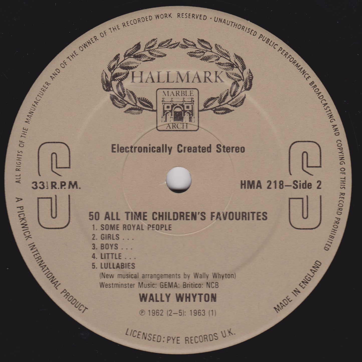 Wally Whyton – 50 All-Time Children's Favourites (Hallmark) 12" vinyl LP VG/VG