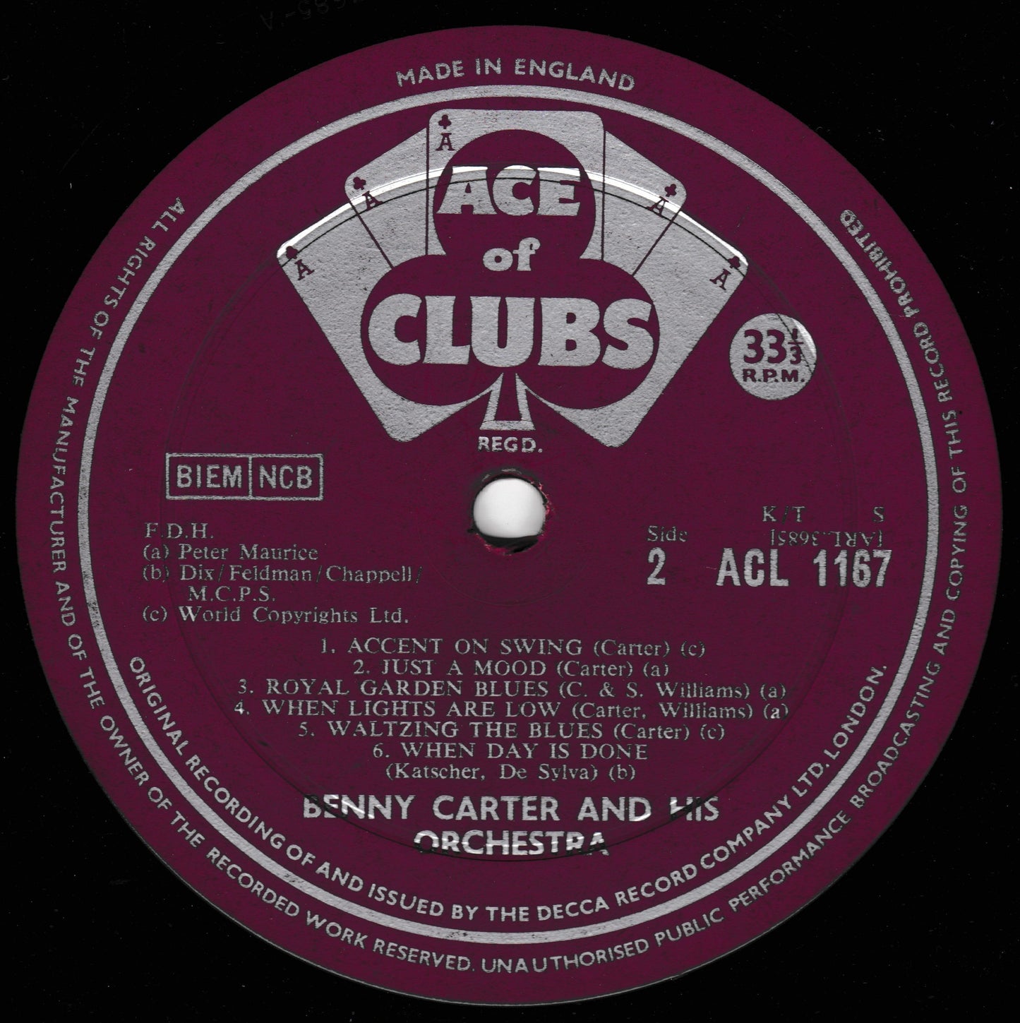 Benny Carter And His Orchestra – Swingin' At Maida Vale (Ace Of Clubs 1964) 12" vinyl LP VG/VG