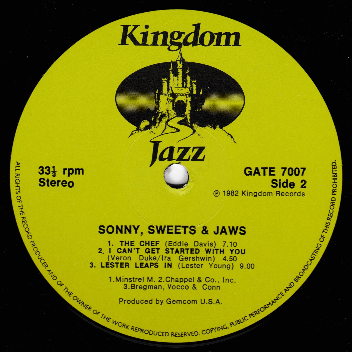 Vinyl record label with 'Kingdom Jazz' branding and track listing.