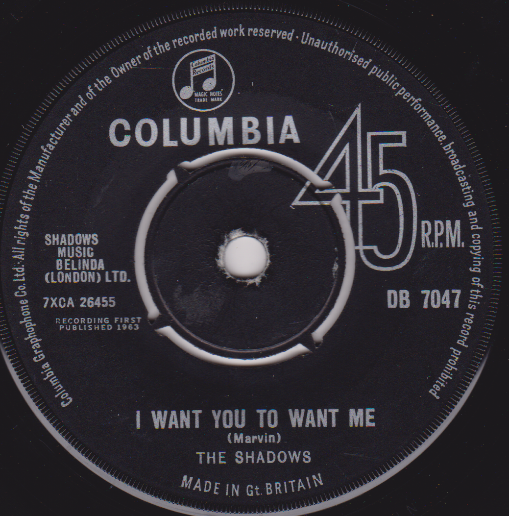 The Shadows - Atlantis (Columbia 1963) 7" vinyl single VG/-